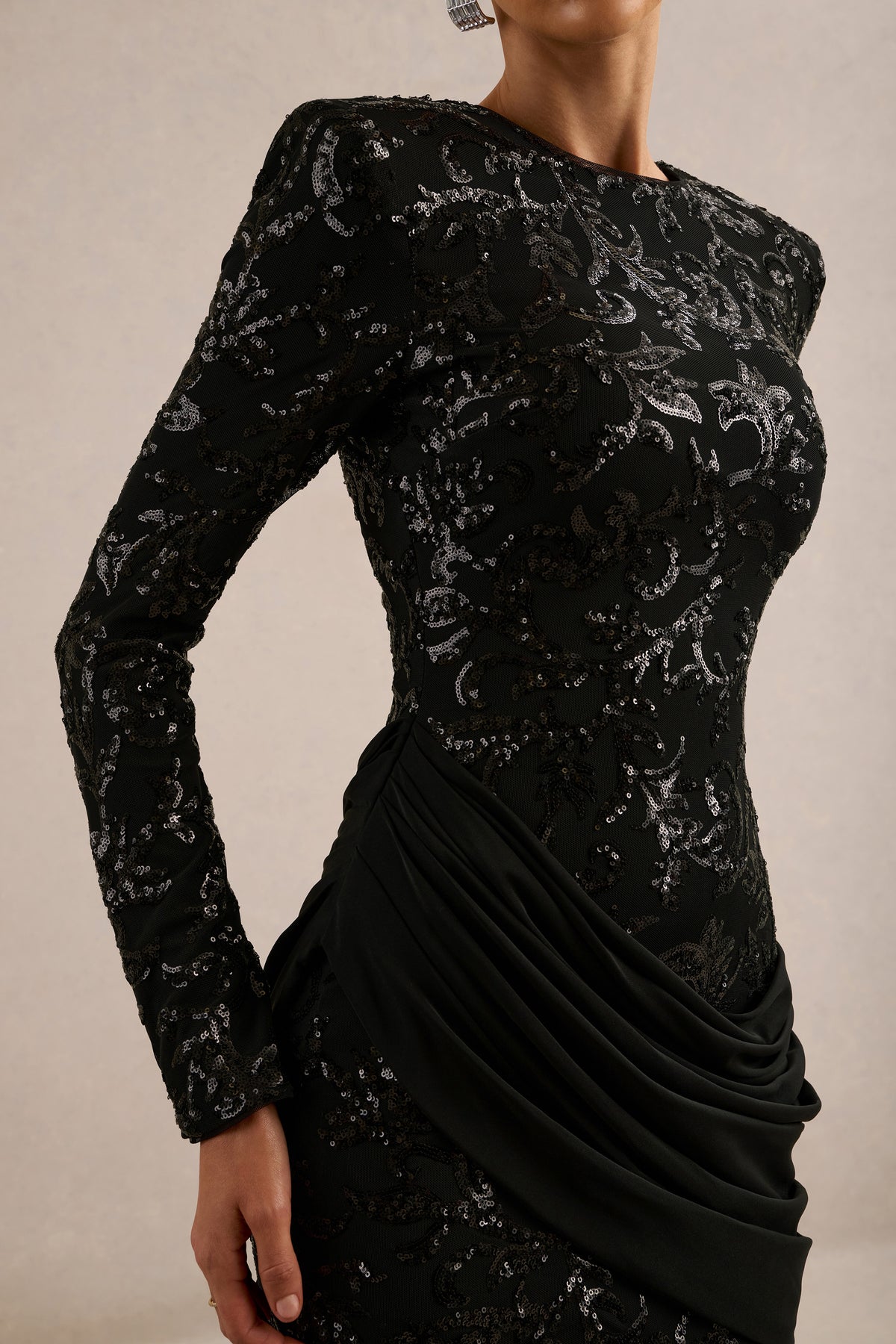 ECM_HR_CL136704002 - Florecita _ Black Embellished Lace Crew-Neck Mini Dress With Sash Detail7.jpg