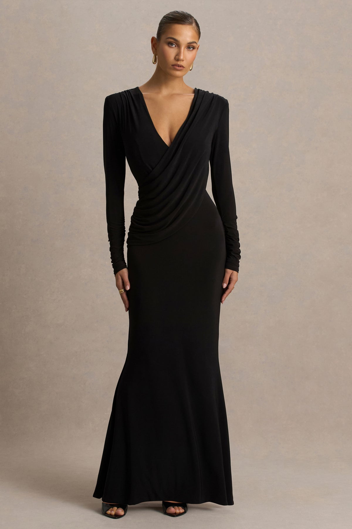 Daphira Extreme Plunge Neck Maxi Dress