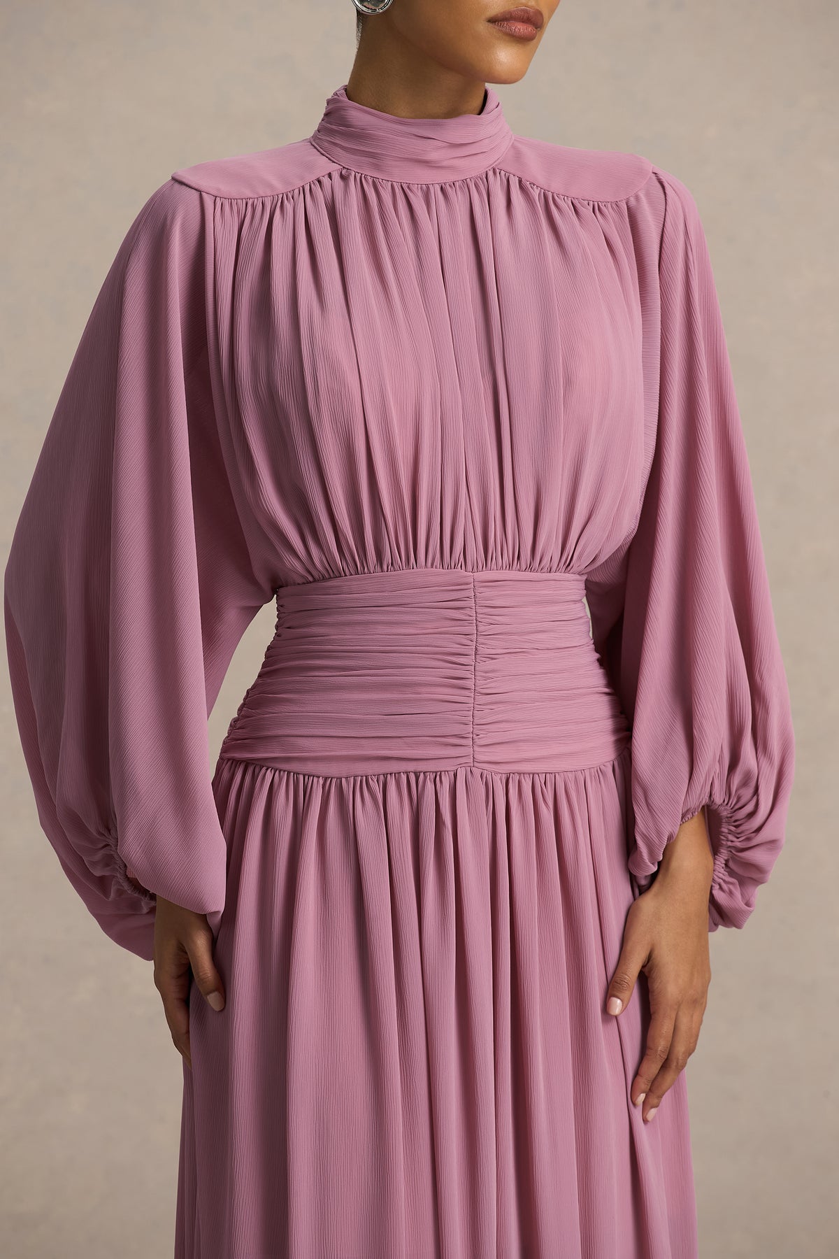 HR_CL136774462 - Annabel Dusty Pink High-Neck Midi Dress With Drop-Waist And Pleated Detailing 03.jpg
