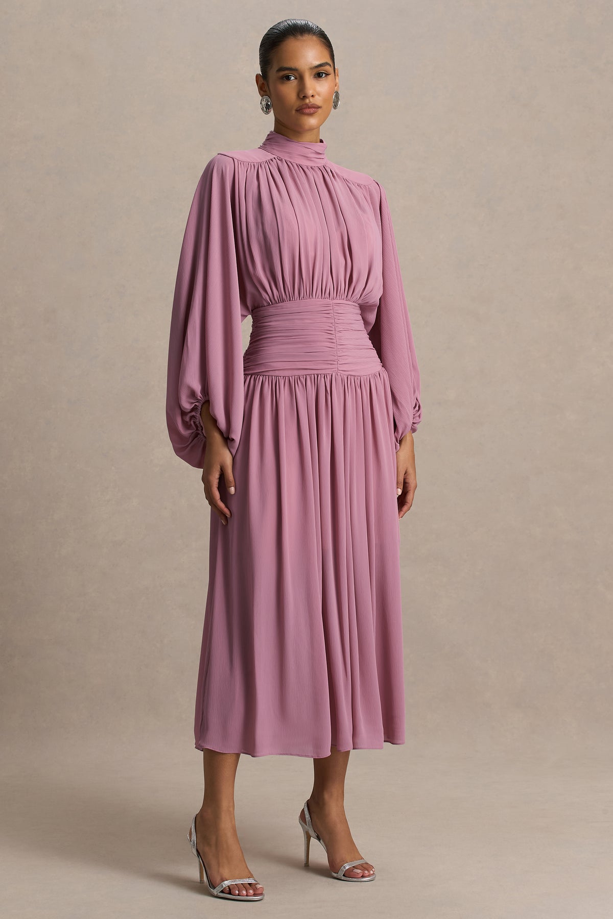 HR_CL136774462 - Annabel Dusty Pink High-Neck Midi Dress With Drop-Waist And Pleated Detailing 04.jpg