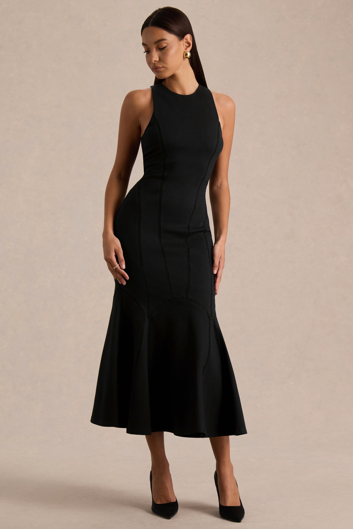 HR_CL136778002 - Sally Black Crew-Neck Midi Dress With Drop Waist And Pleated Detailing 07.jpg