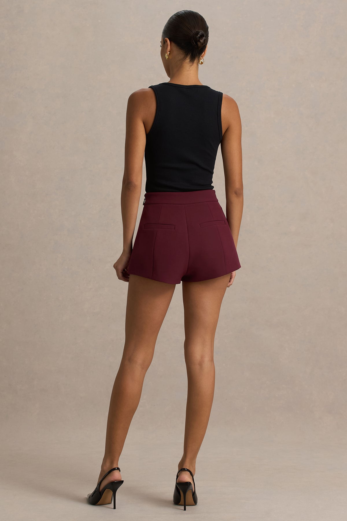 Lina Burgundy Tailored Shorts Club L London - UK Lina Burgundy Tailored Shorts Club L London - UK