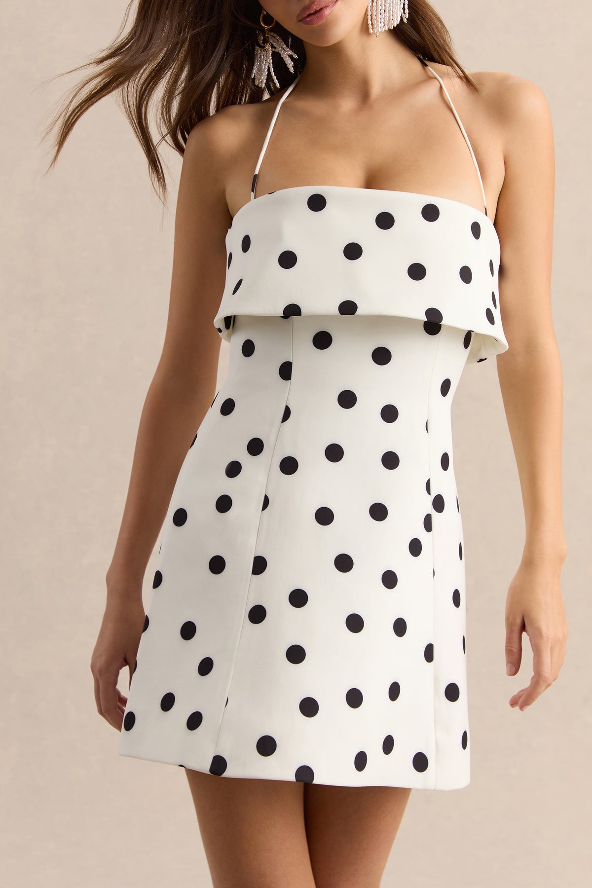 Nelly White & Black Polka Dot Square-Neck Mini Dress – Club L London