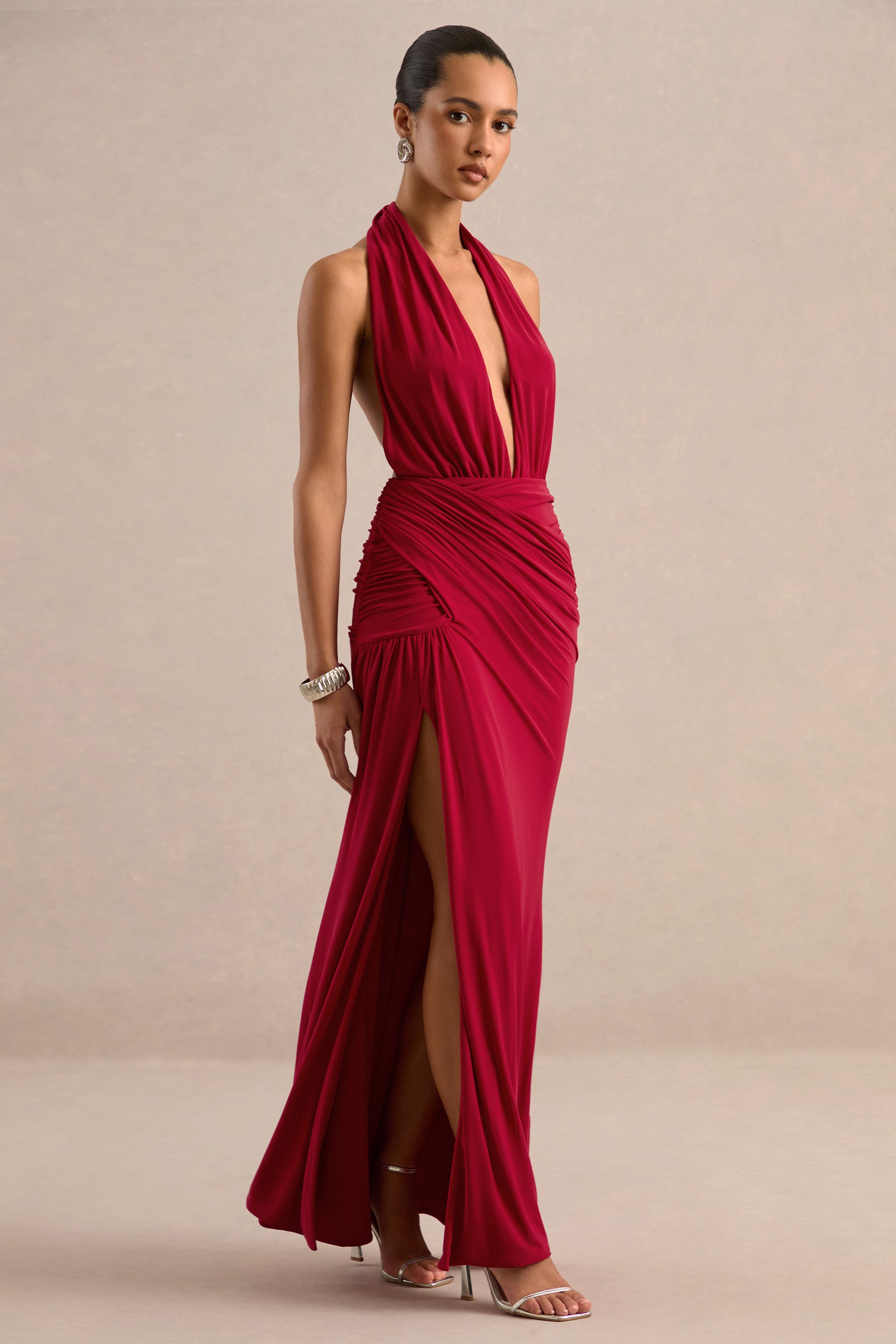 ECM_HR_CL136824100_Tilly Red Extreme Plunge-Neck Maxi Dress With Wrap And Ruched Details 34.jpg