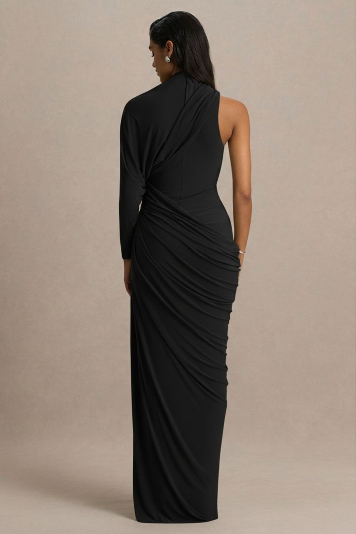 Aphra Black High-Neck Maxi Dress With Cape-Sleeve – Club L London