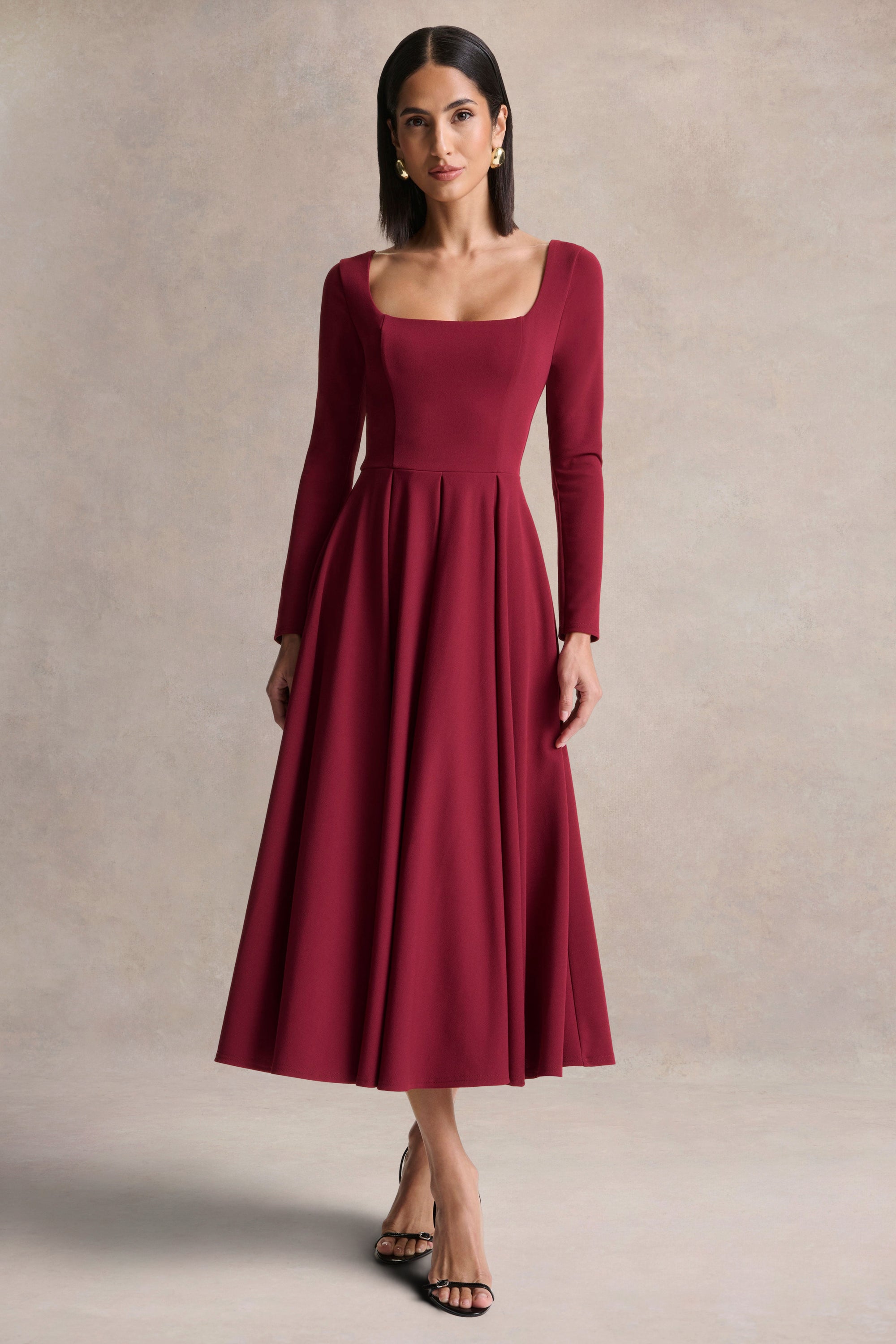 Alison Square Neck Line Midi Dress
