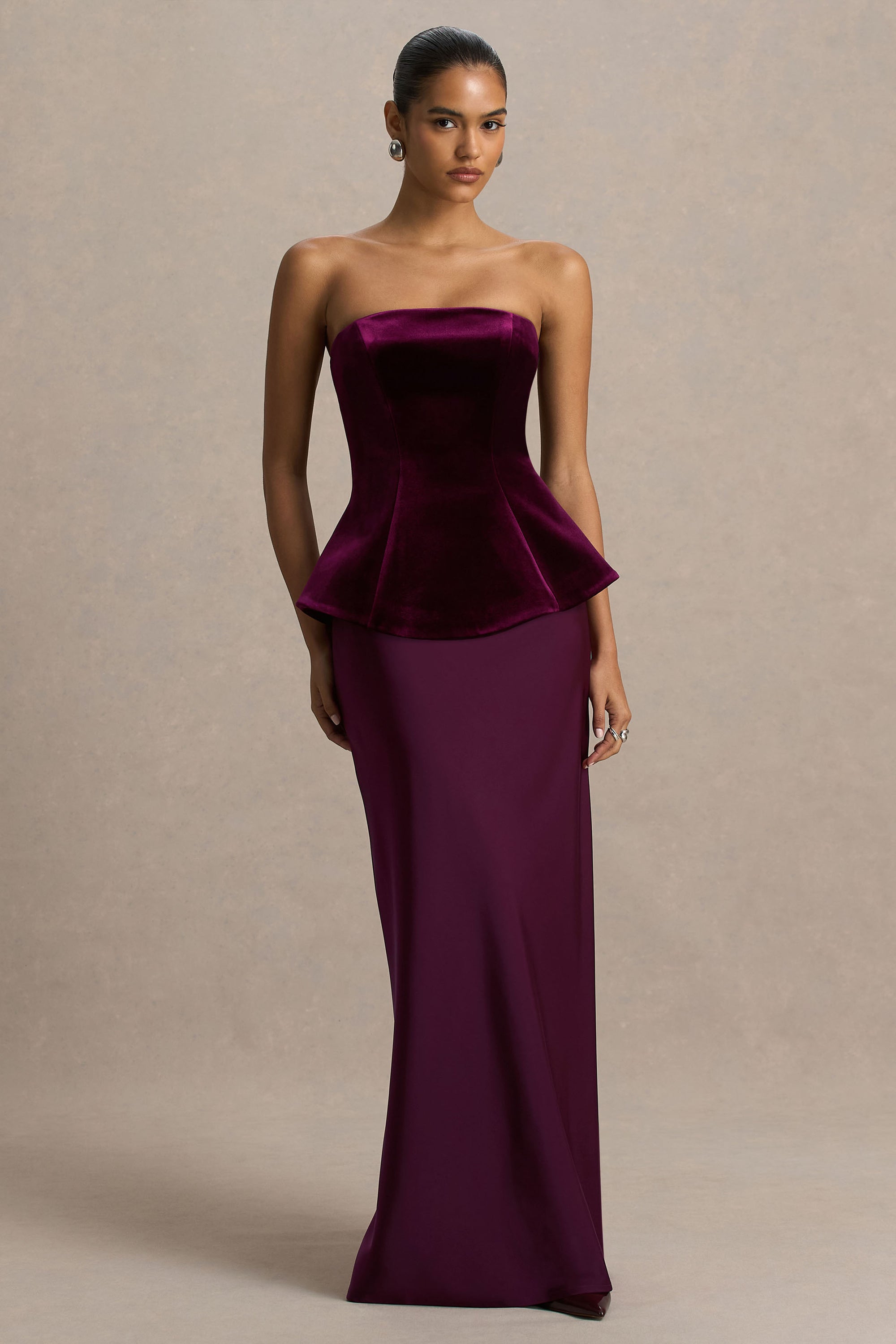 corset maxi dress uk Roxanne Velvet Corset Maxi Dress - Cacao Brown