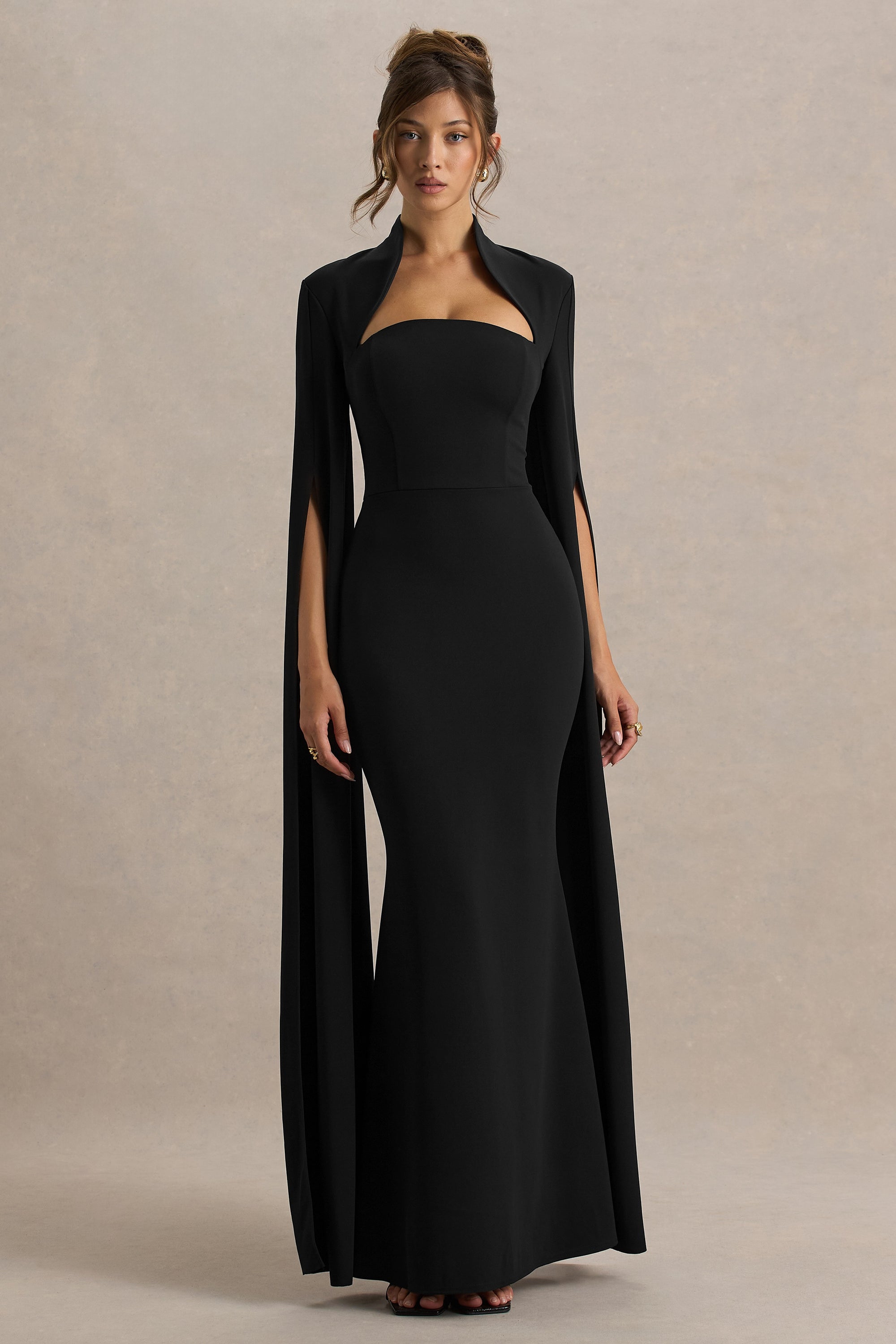 Esme Square Neck Maxi Dress Cape Sleeves