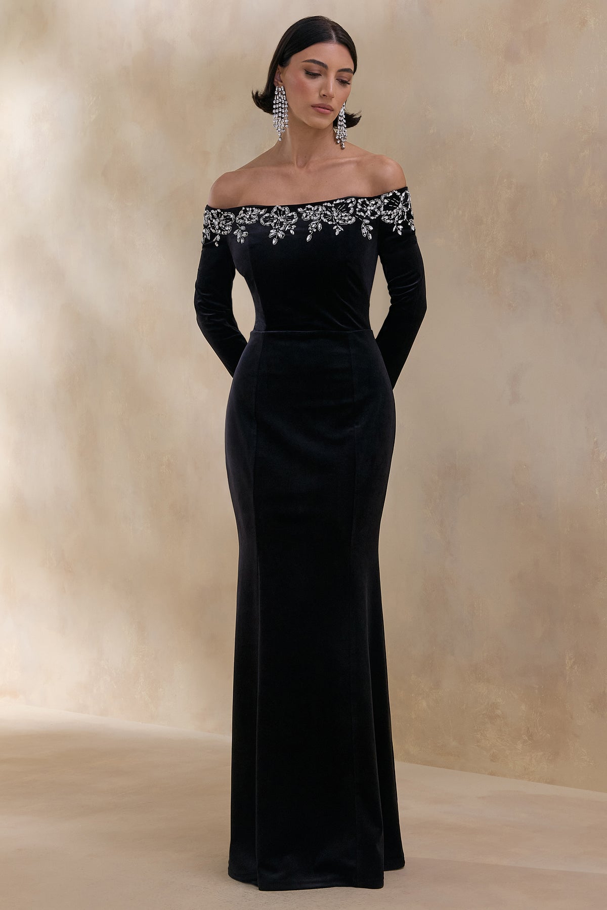 ECM_HR_CL136999002 Fern _ Black Velvet Embellished Bardot-Neck Maxi Dress 3.jpg