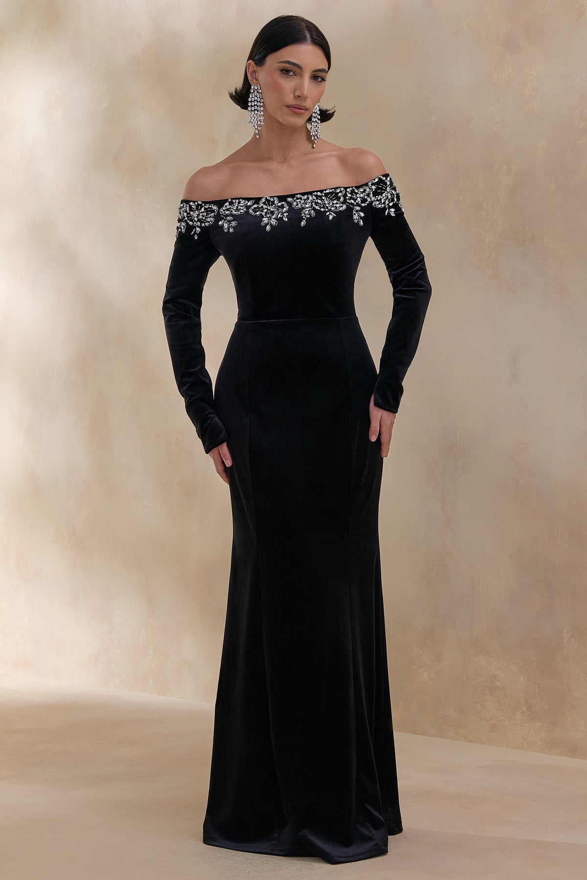 ECM_HR_CL136999002 Fern _ Black Velvet Embellished Bardot-Neck Maxi Dress 4.jpg