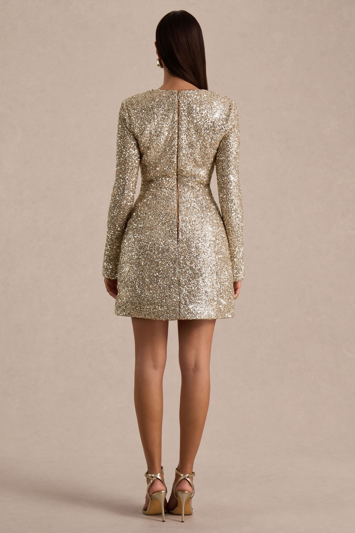 Invite Gold Sequin Square-Neck Mini Dress Club L London - UK Invite Gold Sequin Square-Neck Mini Dress Club L London - UK