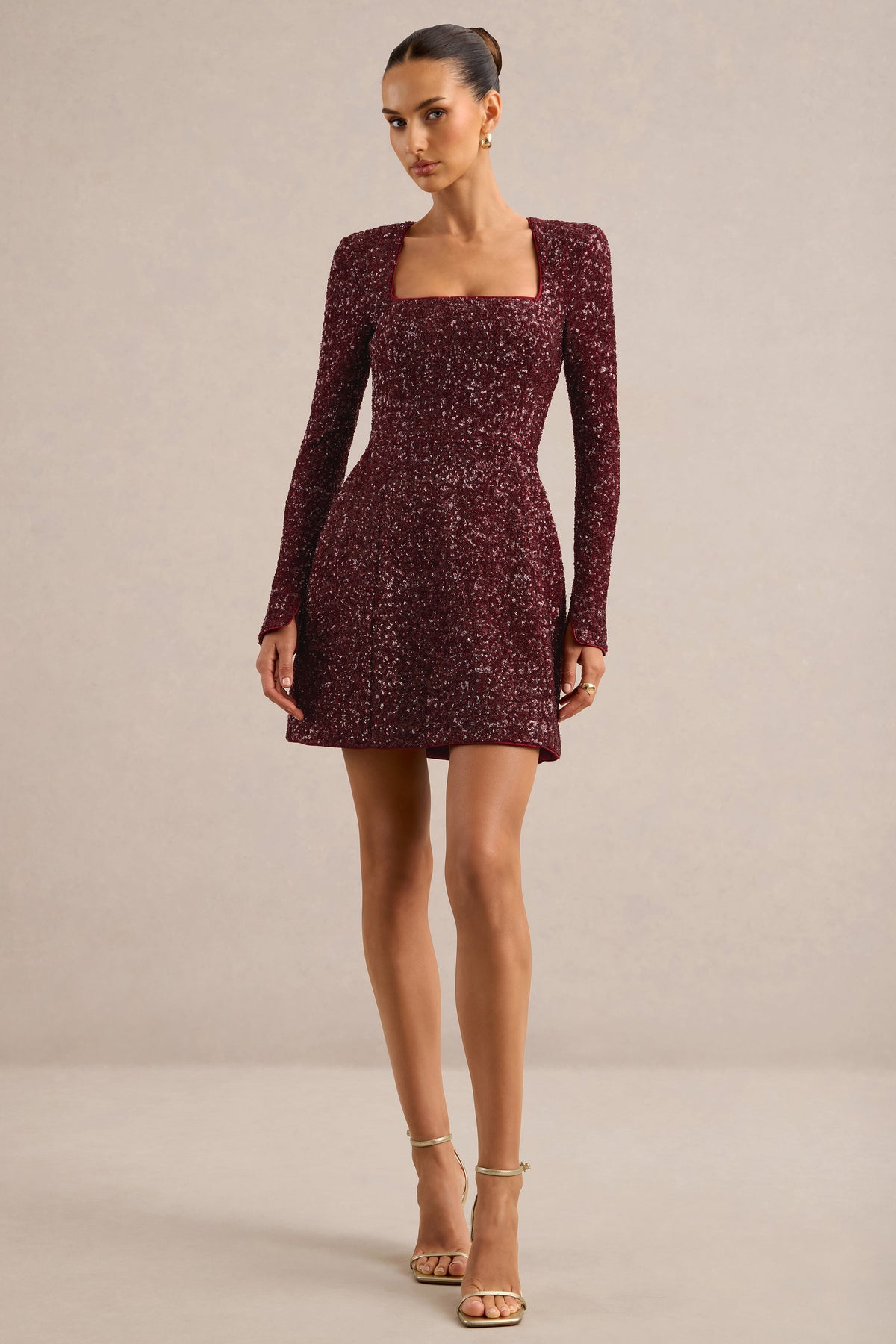 ECM_HR_CL137000102 - Invite _ Burgundy Sequin Square Neck Long Sleeve Tulip Mini Dress1.jpg