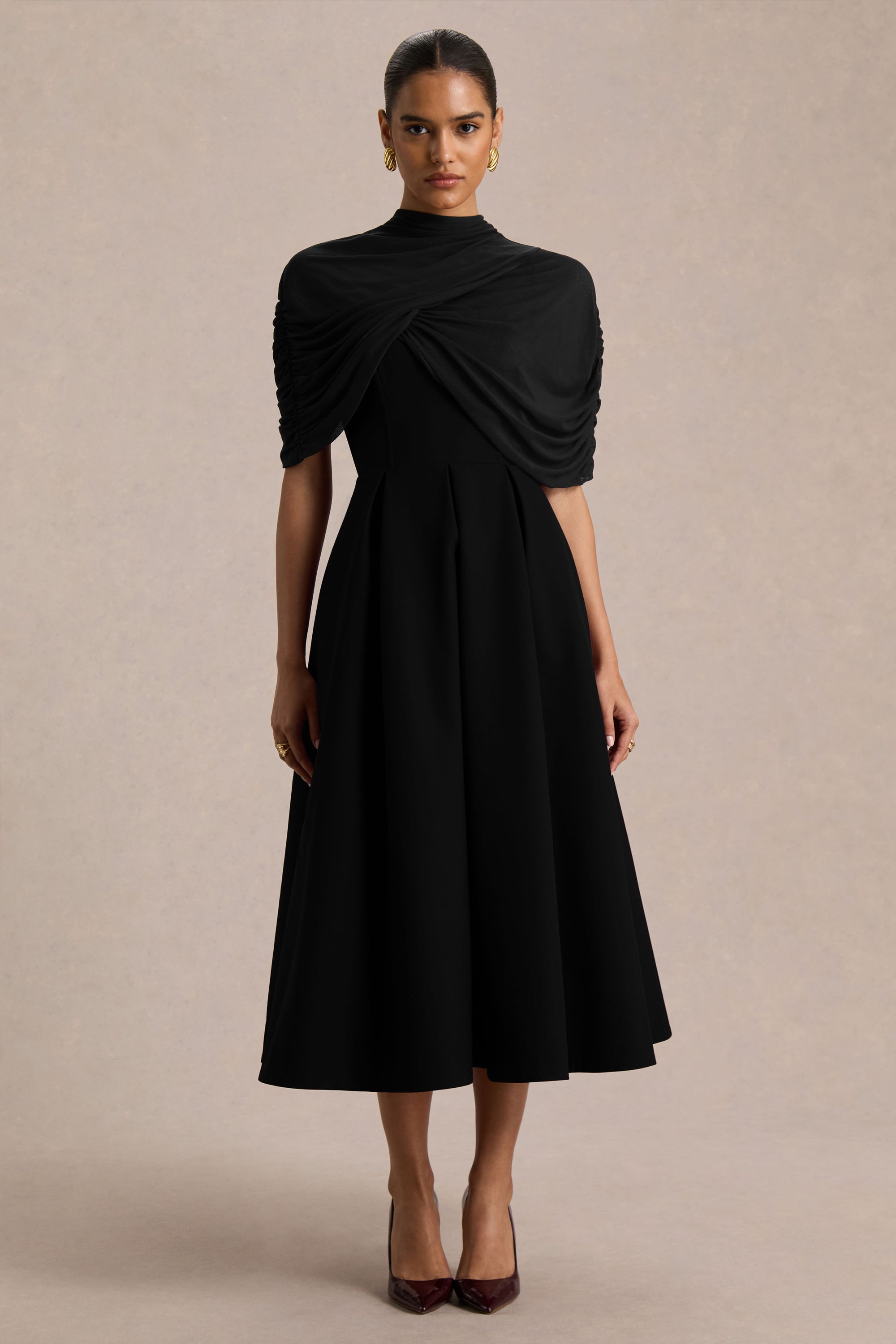 CL137012002_Thalia  Black High-Neck Midi Dress With Sheer Mesh Cape1.jpg