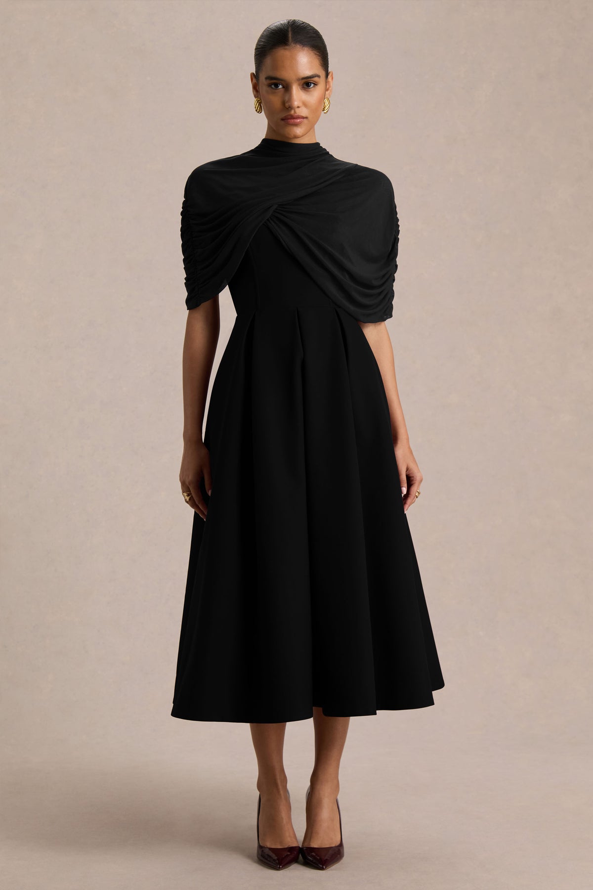 CL137012002_Thalia  Black High-Neck Midi Dress With Sheer Mesh Cape1.jpg