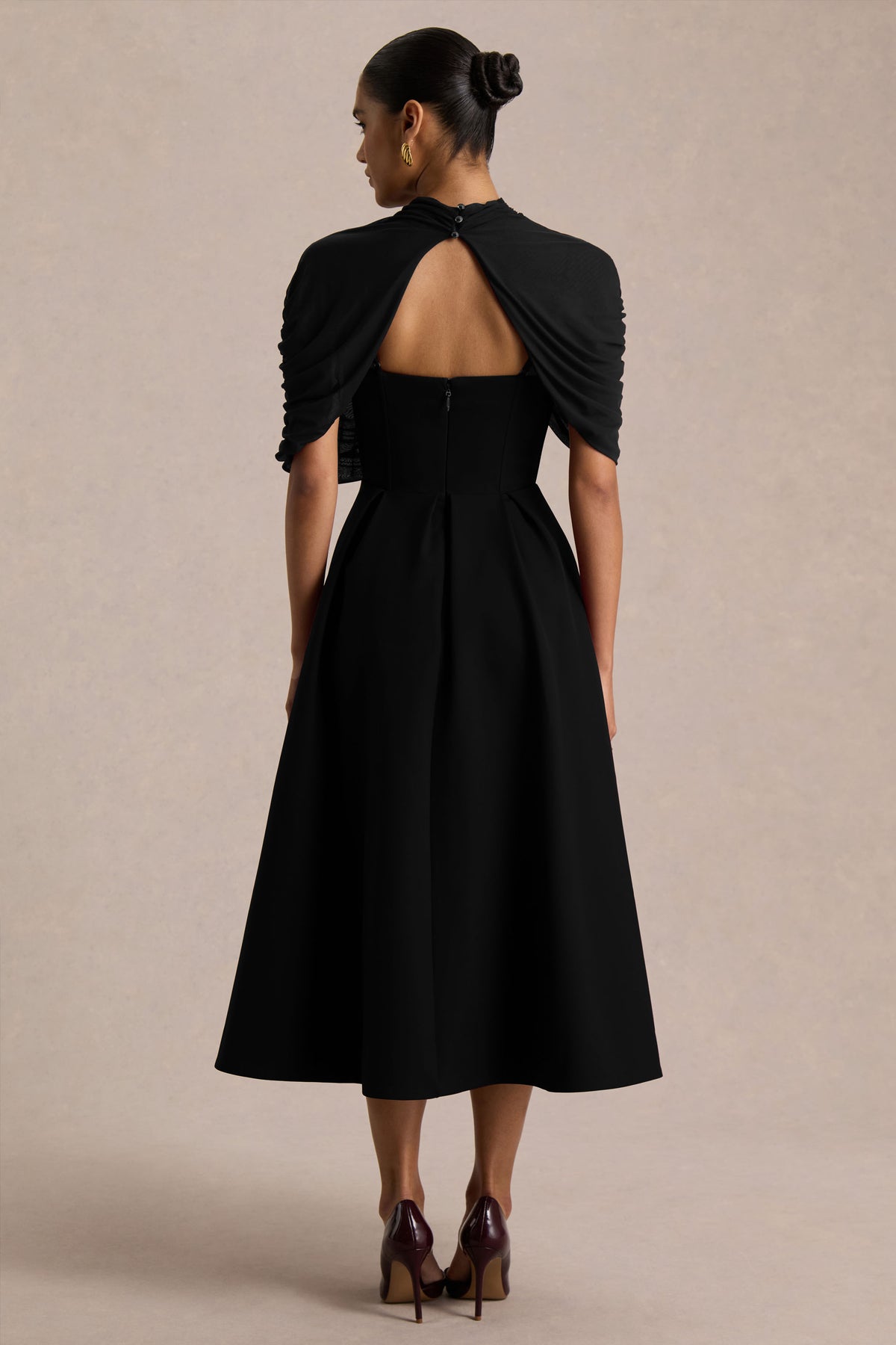 CL137012002_Thalia  Black High-Neck Midi Dress With Sheer Mesh Cape2.jpg