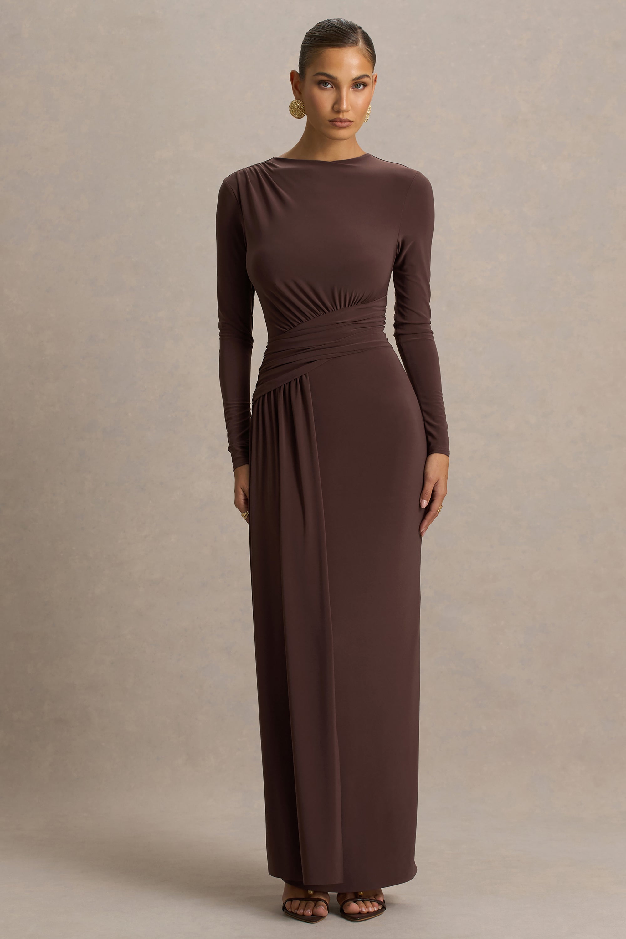 Virelle Boat Neck Maxi Dress Wrap Detail Sash