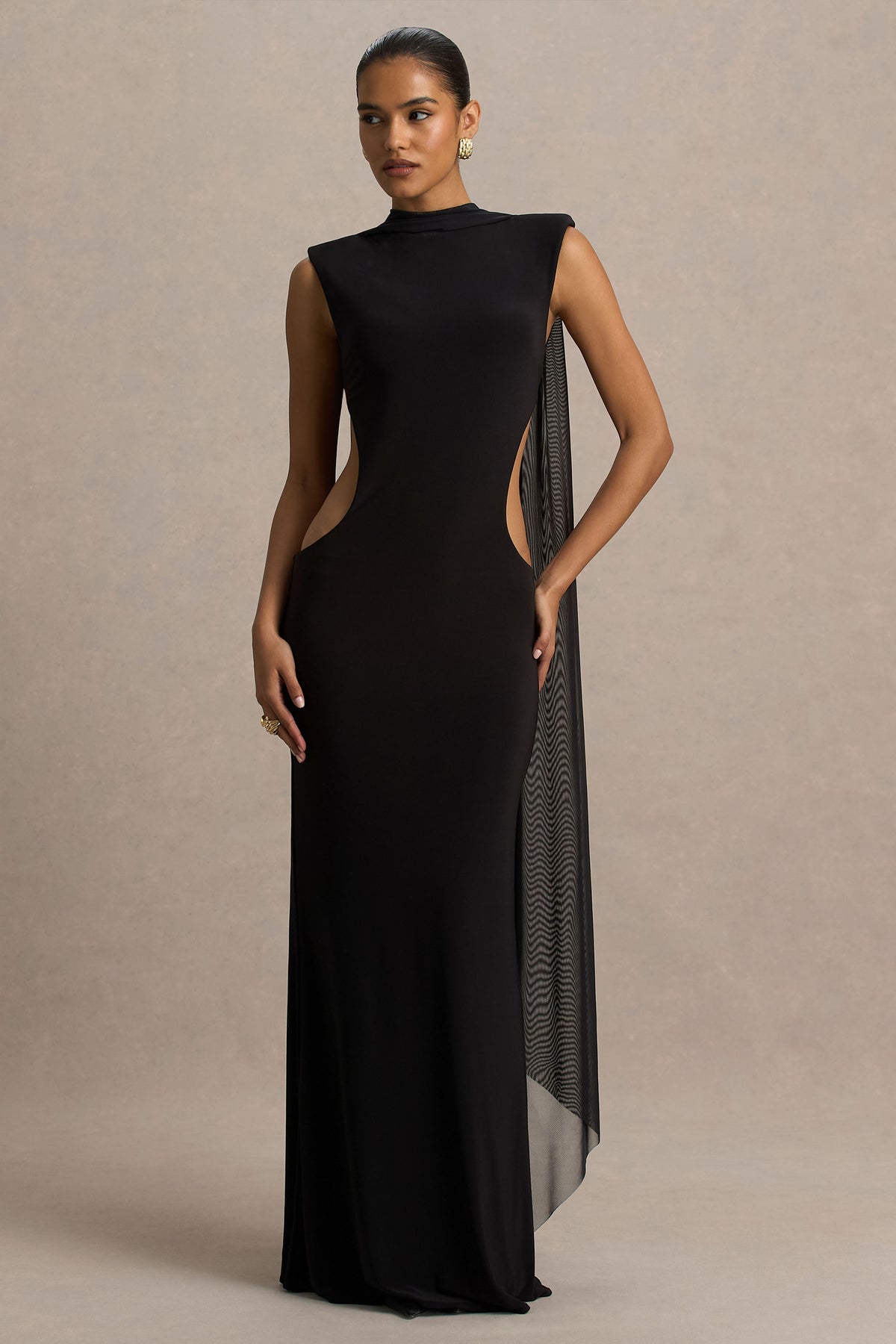 Katara High Neck Maxi Dress Body Cut Out Details