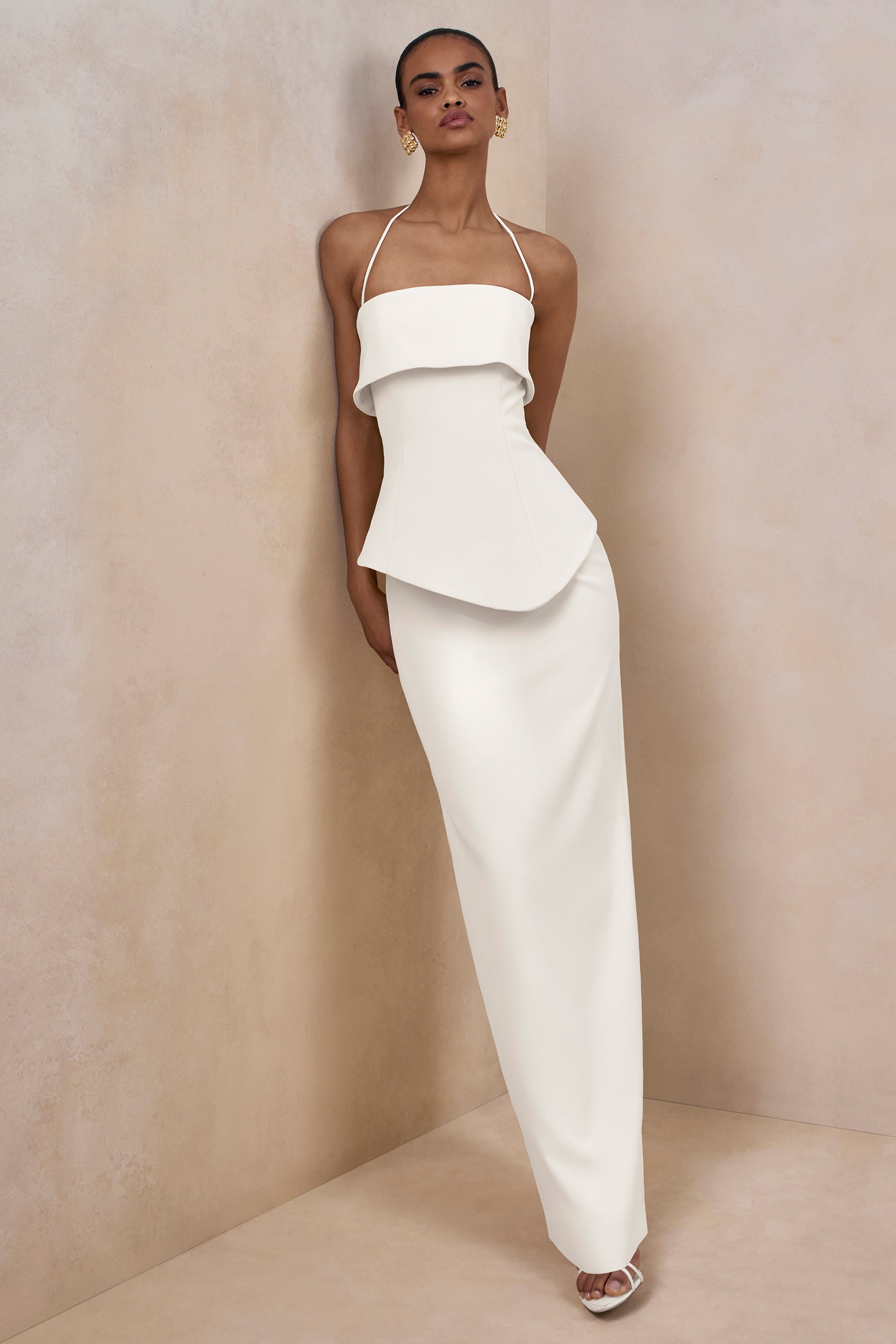 corset style dress uk Fran | White Square-Neck Corset Maxi Dress – Club L London