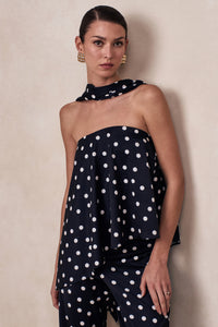 ECM_CL137199001 - Evandra _ Black & White Satin Polka Dot Bandeau Top With Scarf 07.jpg