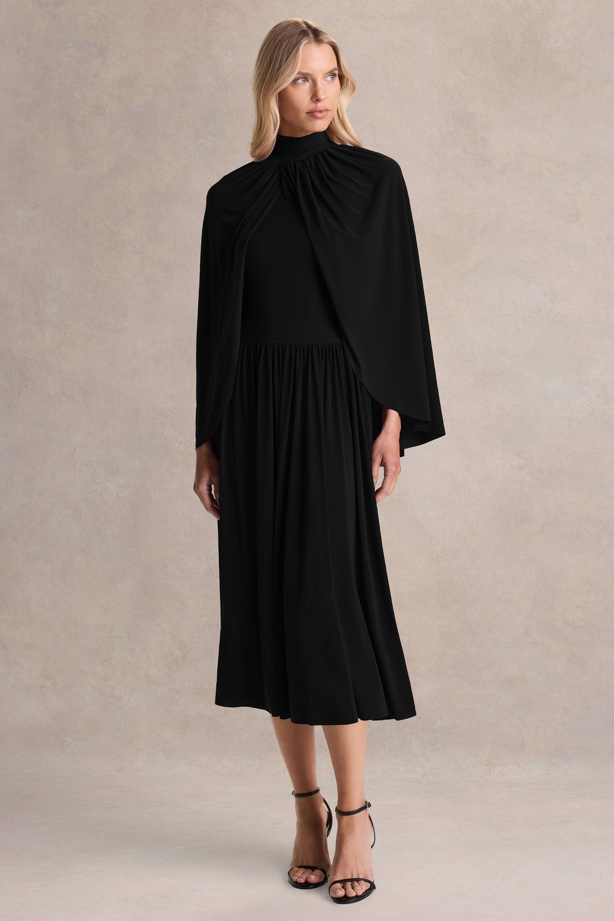 HR_CL137203001 - Honora | Black High-Neck Maxi Dress With Cape-Sleevess 03.jpg