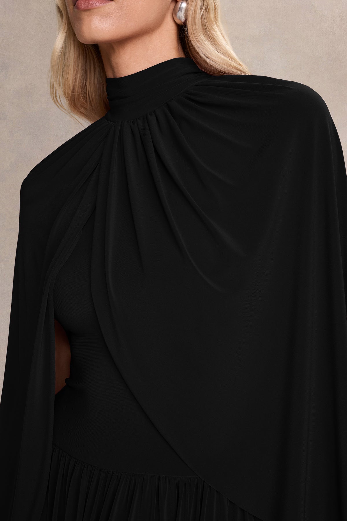 HR_CL137203001 - Honora | Black High-Neck Maxi Dress With Cape-Sleevess 07.jpg