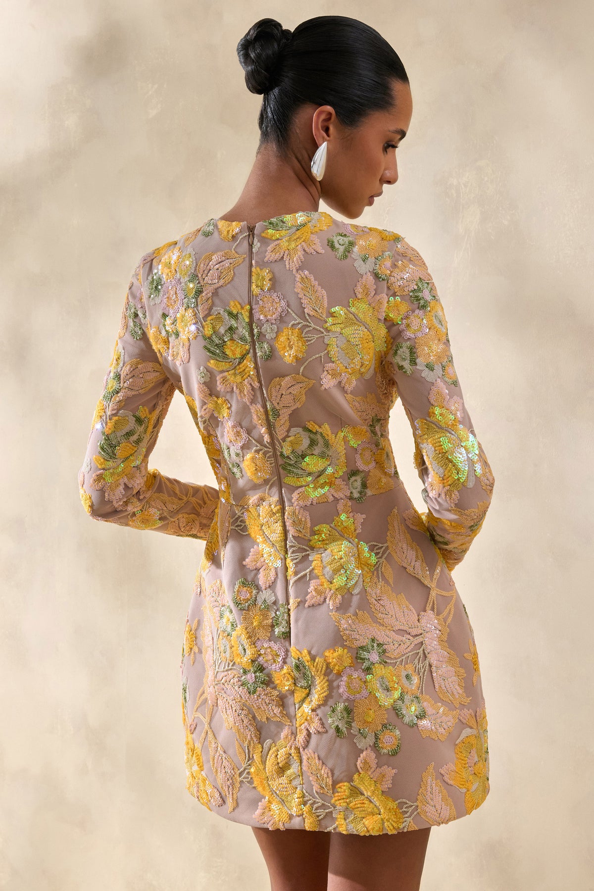 ECM_HR_CL137212121 - Merdia | Yellow Embellished Floral Crew-Neck Mini Dress 5.jpg