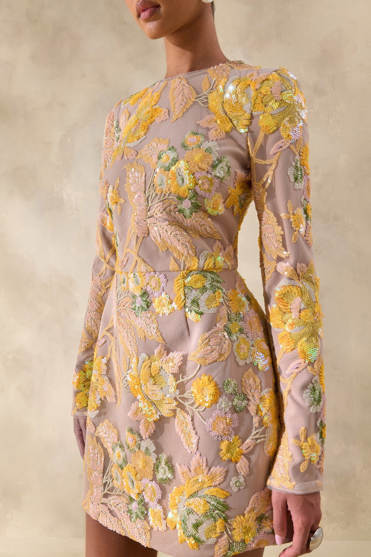 ECM_HR_CL137212121 - Merdia | Yellow Embellished Floral Crew-Neck Mini Dress 6.jpg