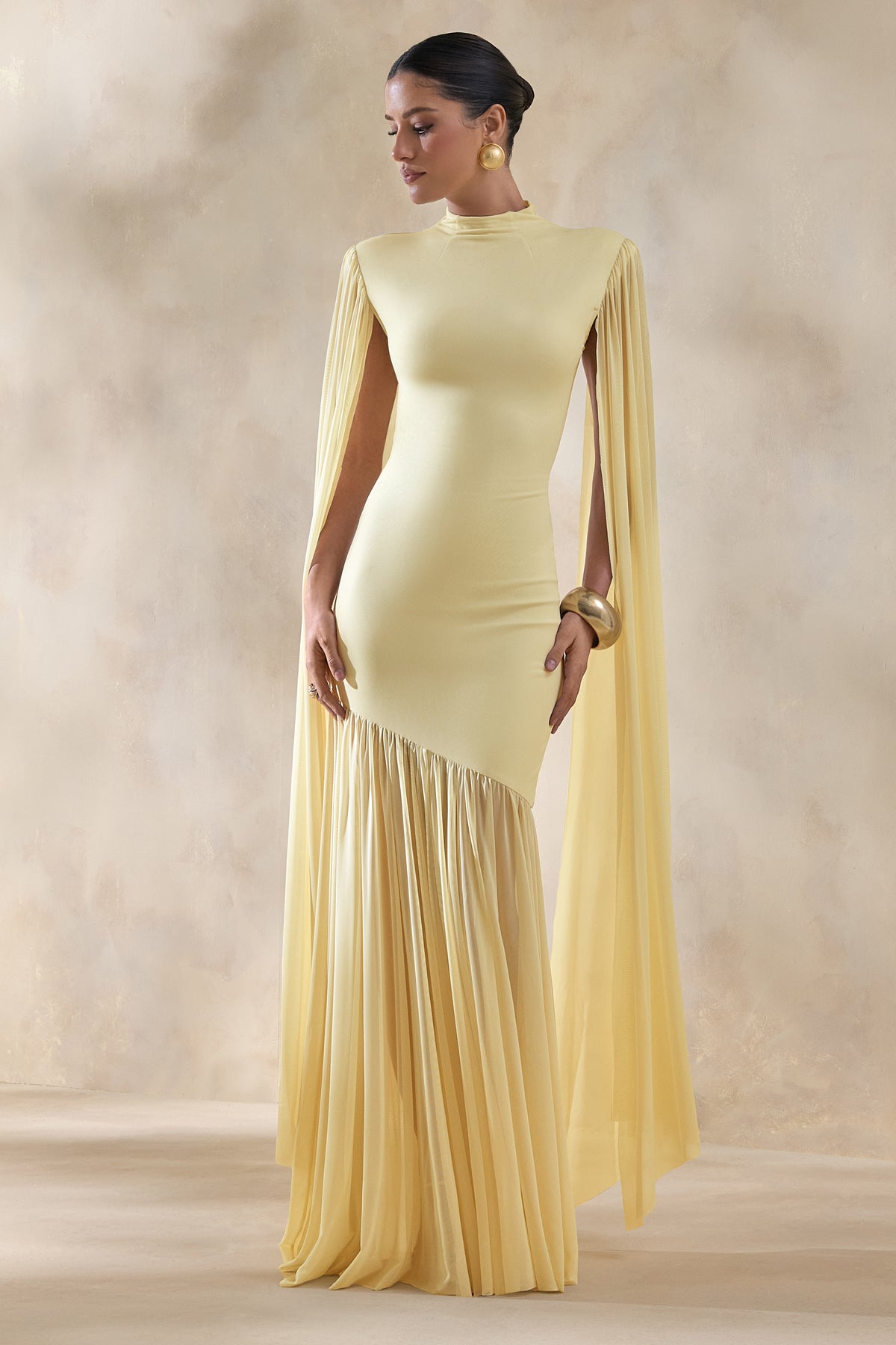 ECM_HR_CL137213121 - Chantelle | Lemon High-Neck Maxi Dress With Drop-Waist And Cape-Sleeves1.jpg