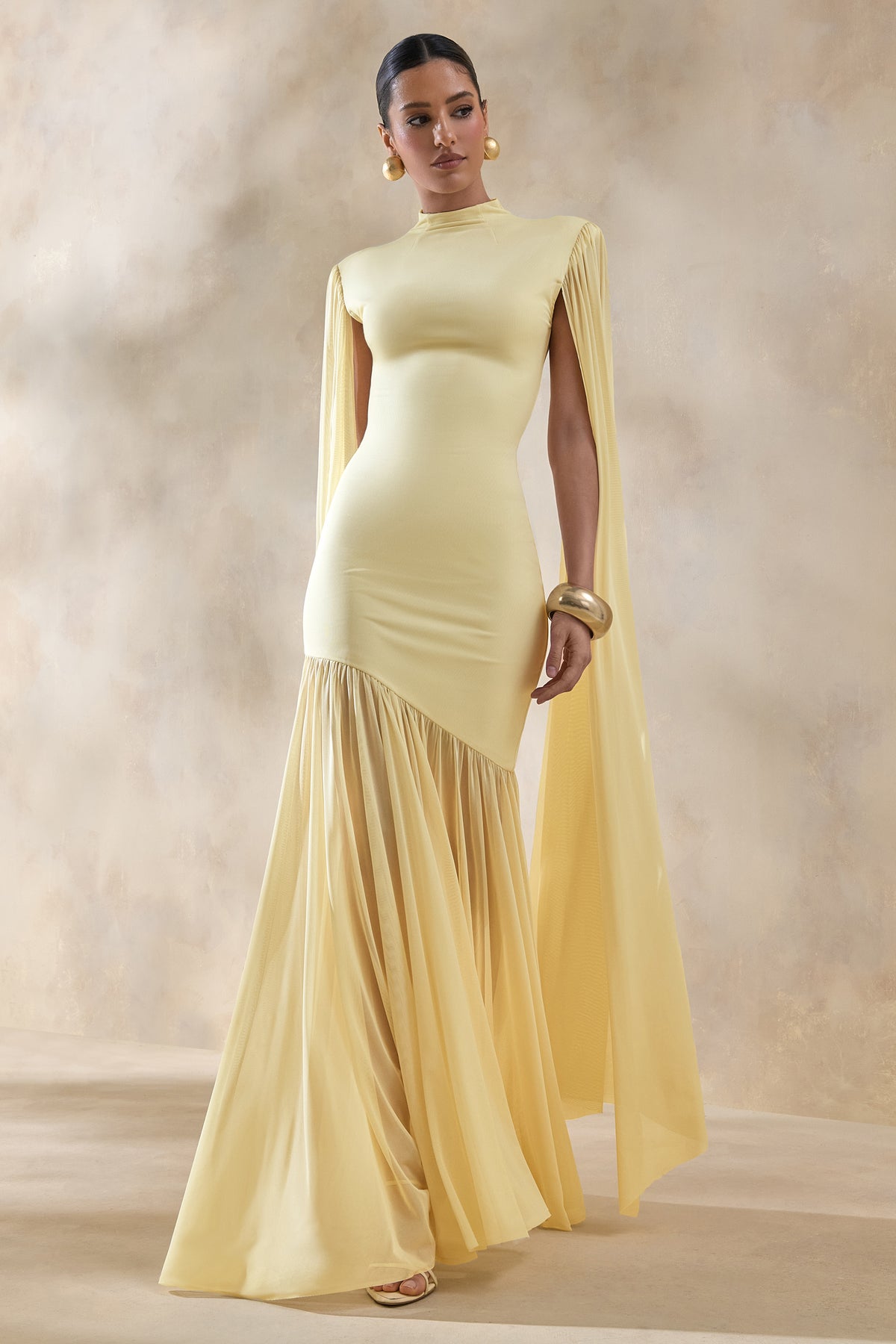 ECM_HR_CL137213121 - Chantelle | Lemon High-Neck Maxi Dress With Drop-Waist And Cape-Sleeves2.jpg