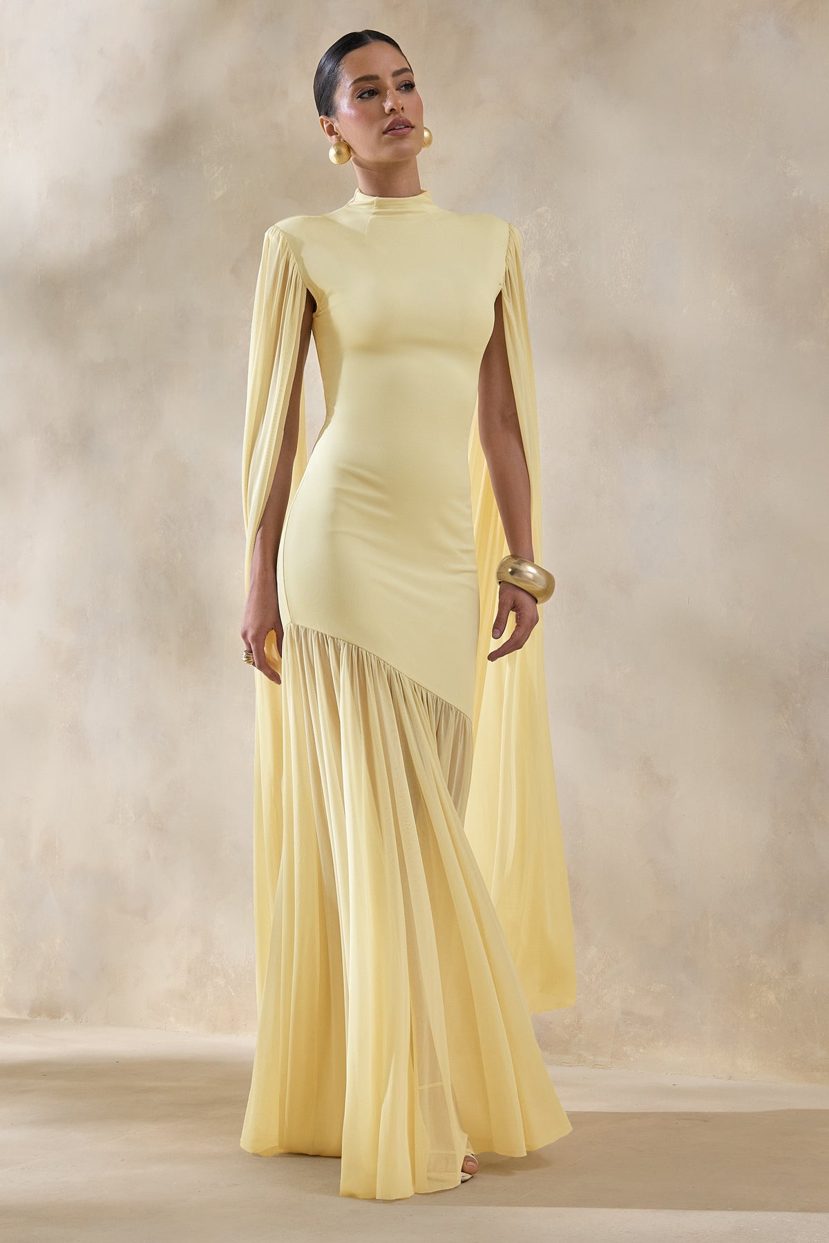 ECM_HR_CL137213121 - Chantelle | Lemon High-Neck Maxi Dress With Drop-Waist And Cape-Sleeves3.jpg