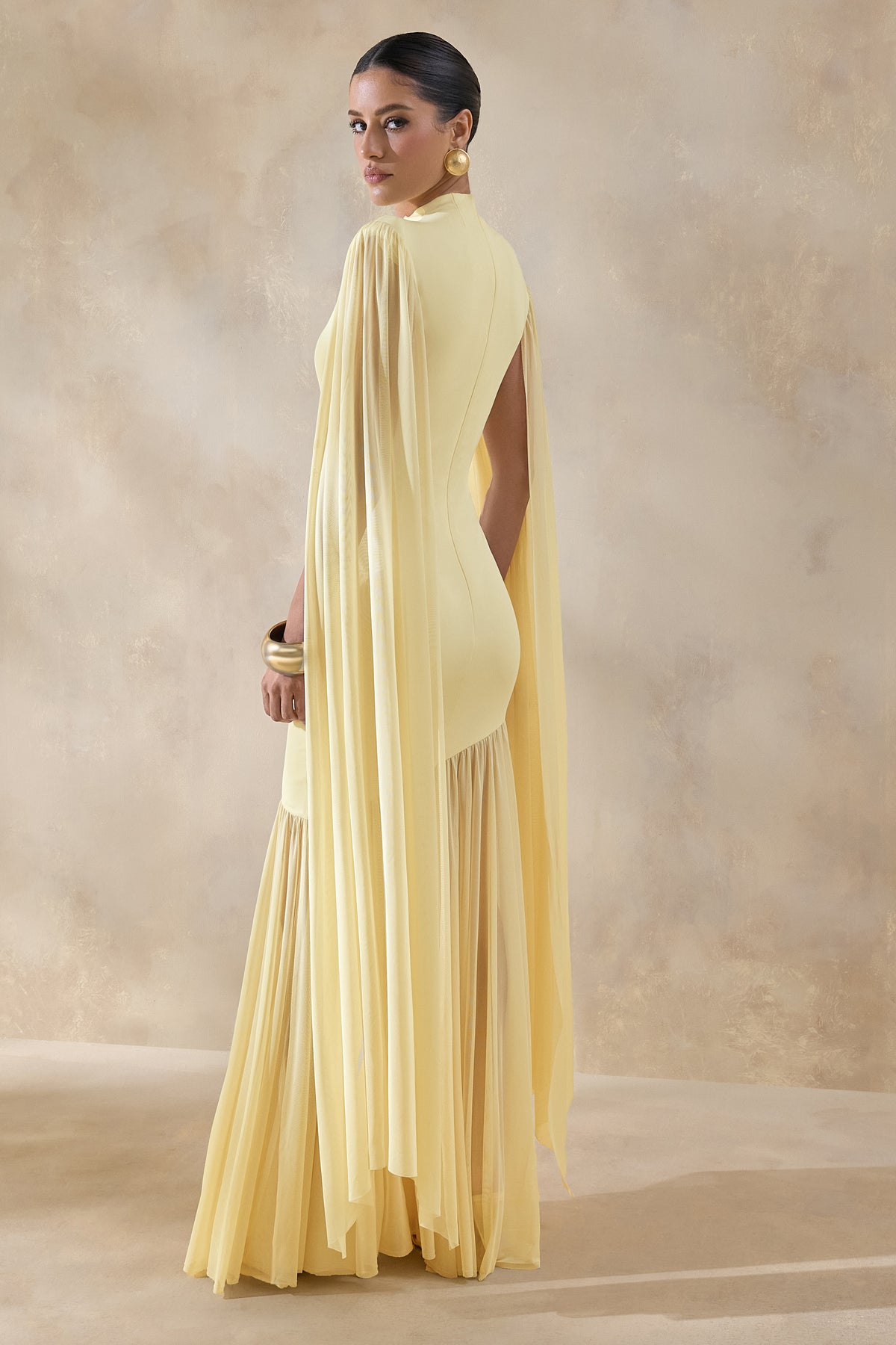ECM_HR_CL137213121 - Chantelle | Lemon High-Neck Maxi Dress With Drop-Waist And Cape-Sleeves4.jpg