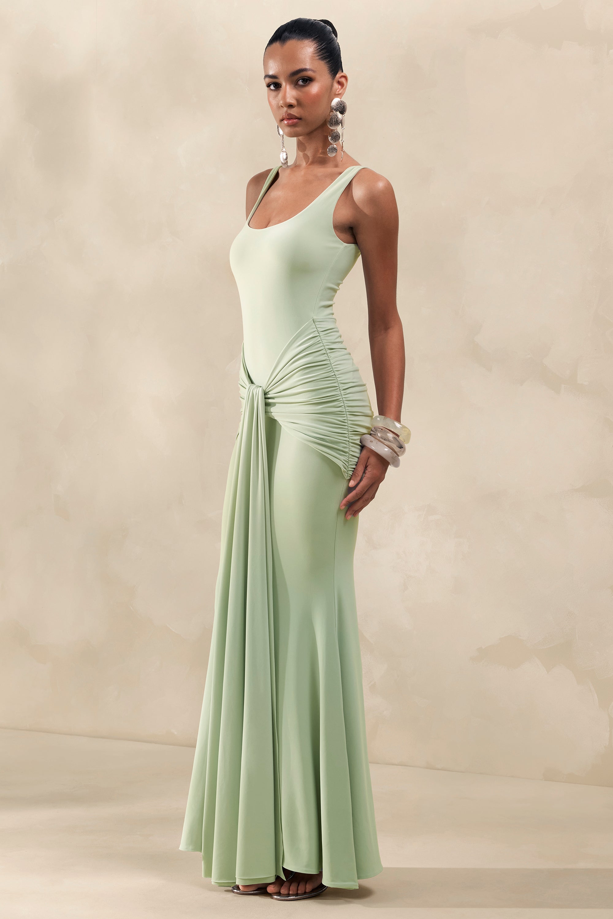 CL137272032 - Solyra | Mint Square-Neck Maxi Dress With Sash And Cape Detail 0.jpg