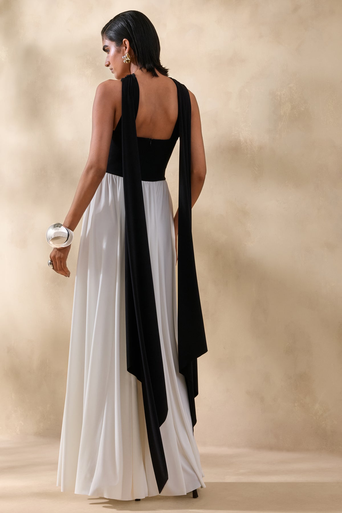 Beamora Black & White Bandeau Maxi Dress With Cape Club L London - UK Beamora Black & White Bandeau Maxi Dress With Cape Club L London - UK