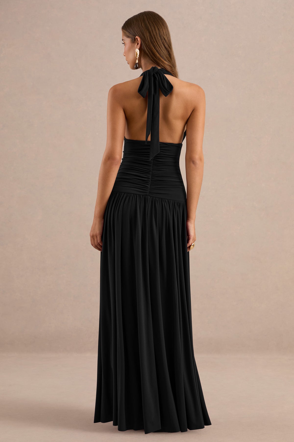 ECM_HR_CL137280001 - Bettina | Black Plunge-Neck Maxi Dress With Gathered-Detailing5.jpg