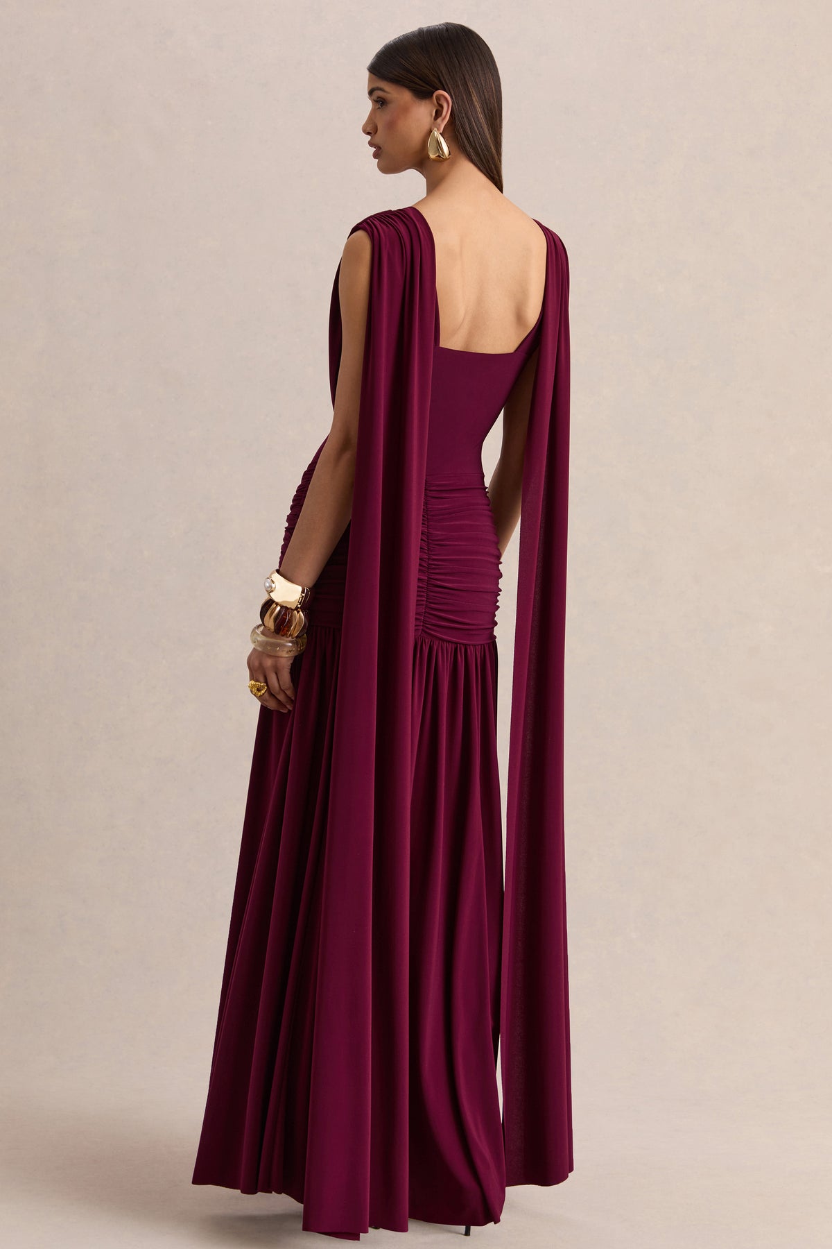 ECM_HR_CL137299102 - Amelisse _ Burgundy Plunge-Neck Maxi Dress With Ruched-Detailing 05.jpg