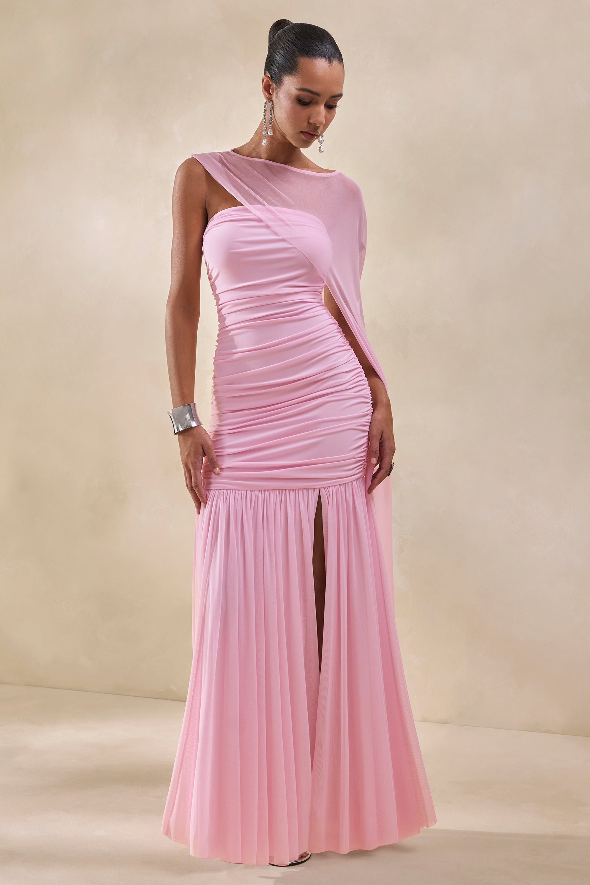 ECM_HR_CL137316084 - Ivanka _ Pink Bandeau Maxi Dress With Cape Sleeve 1.jpg