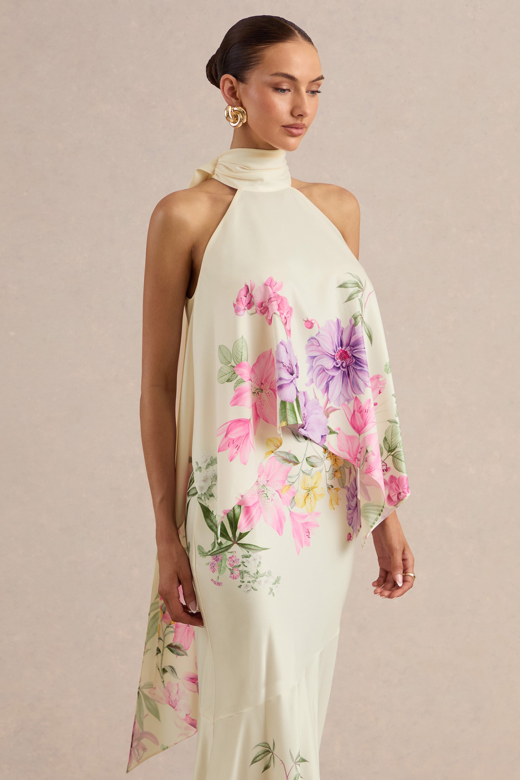 CL137321111 - Sancelle _ Cream Border Floral Print Matte Satin Halter-Neck Top2.jpg