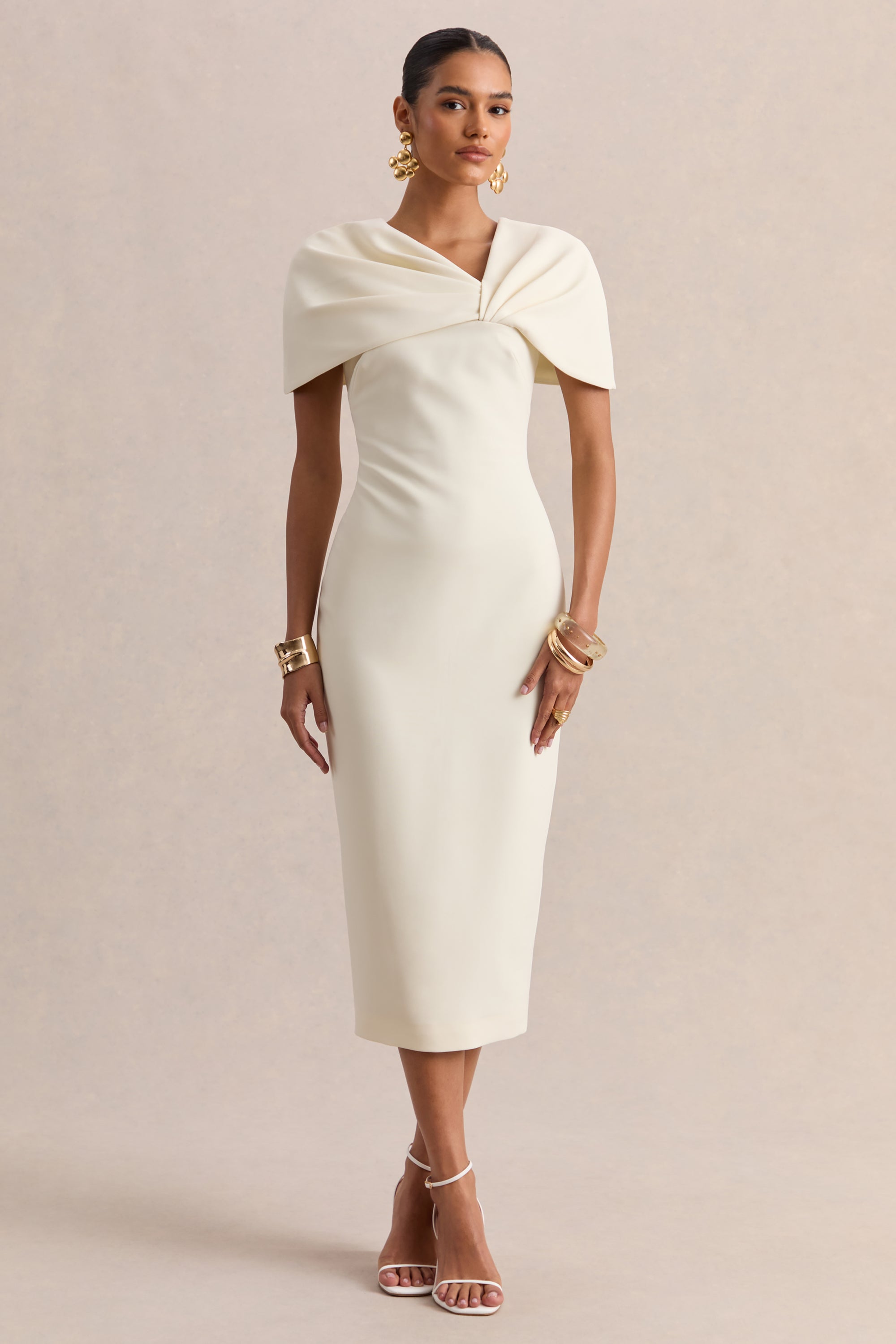 cream dresses uk Bonnie V Neck Dress - Cream - Women's Dresses