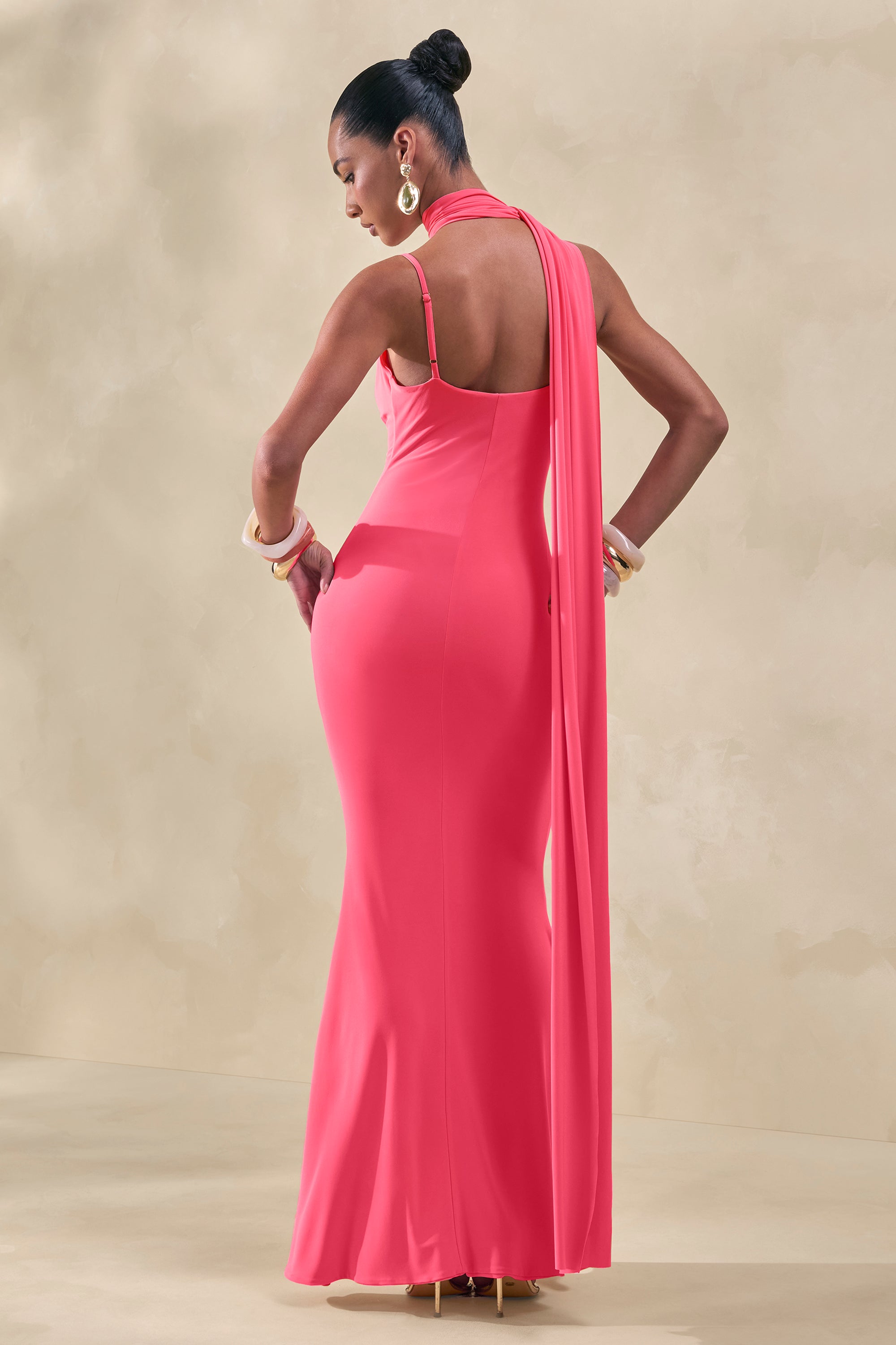 ECM_HR_CL137328073 - Kenza Coral Asymmetric-Neck Maxi Dress With Scarf-Detail5.jpg