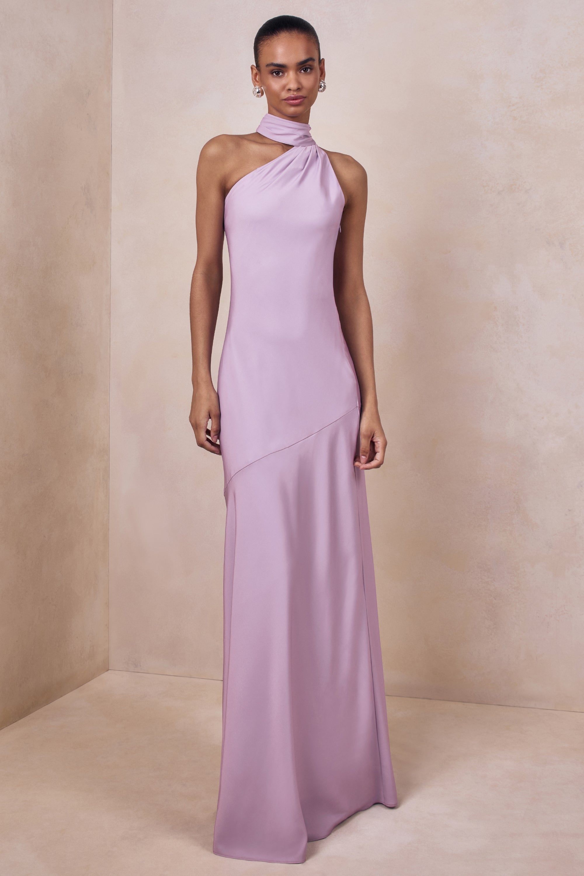 lilac maxi dress uk Mirella Plunge Halter Neck Maxi Dress
