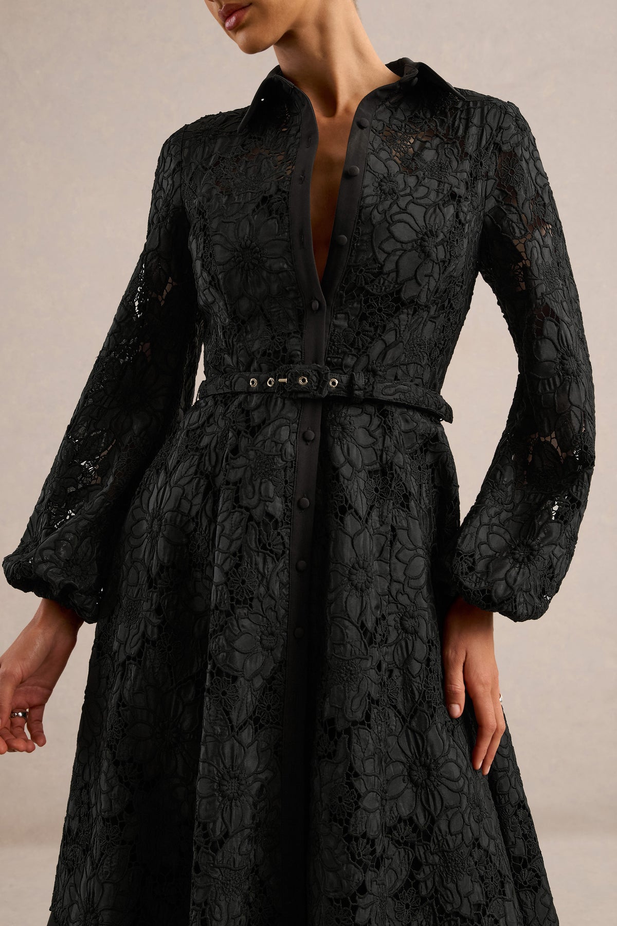 ECM_HR_CL137351001 - Jules _ Black Broderie Anglaise Puff Sleeve A-Line Midi Dress with Belt5.jpg