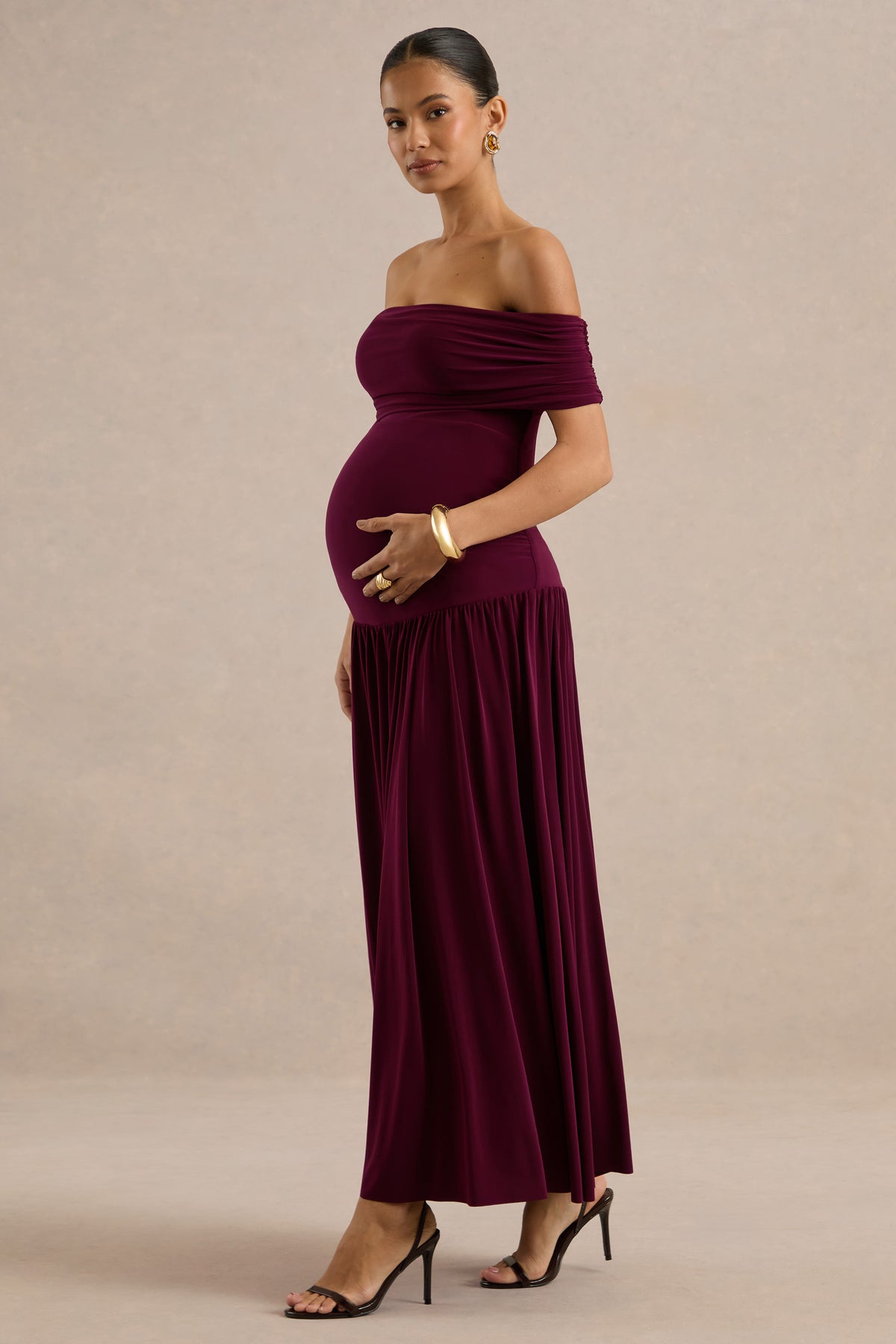 ECM_HR_CL137370102 - Juliette | Burgundy Bardot-Neck Maternity Maxi Dress With Drop-Waist2.jpg