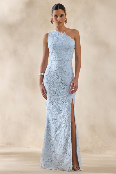 la lune asymmetrical gathered maxi dress powder blue Shona Joy - La Lune Asymmetrical Gathered Maxi Dress - Powder Blue