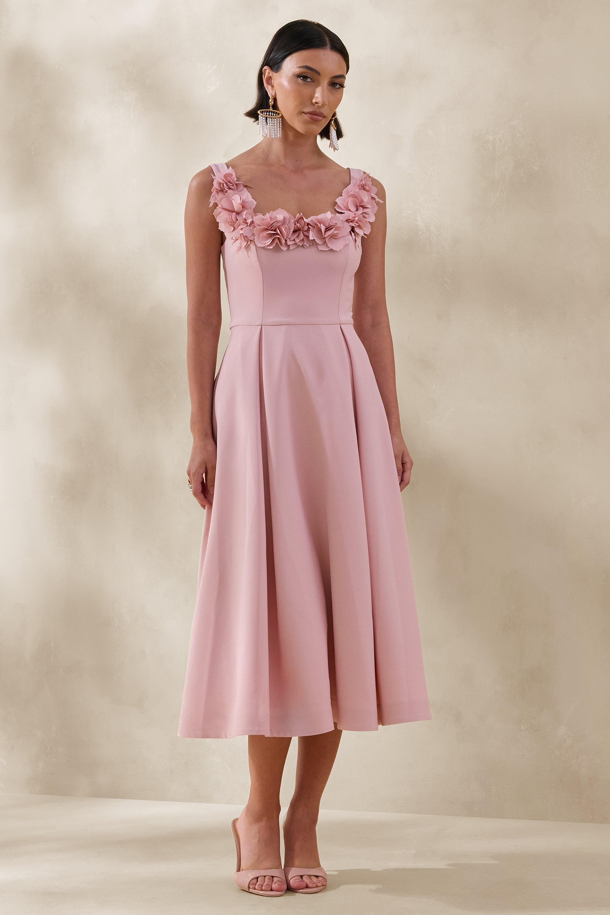 ECM_HR_CL137439083 - Maelle | Pink Scoop-Neck Midi Dress With Corsage Detailing 0.jpg