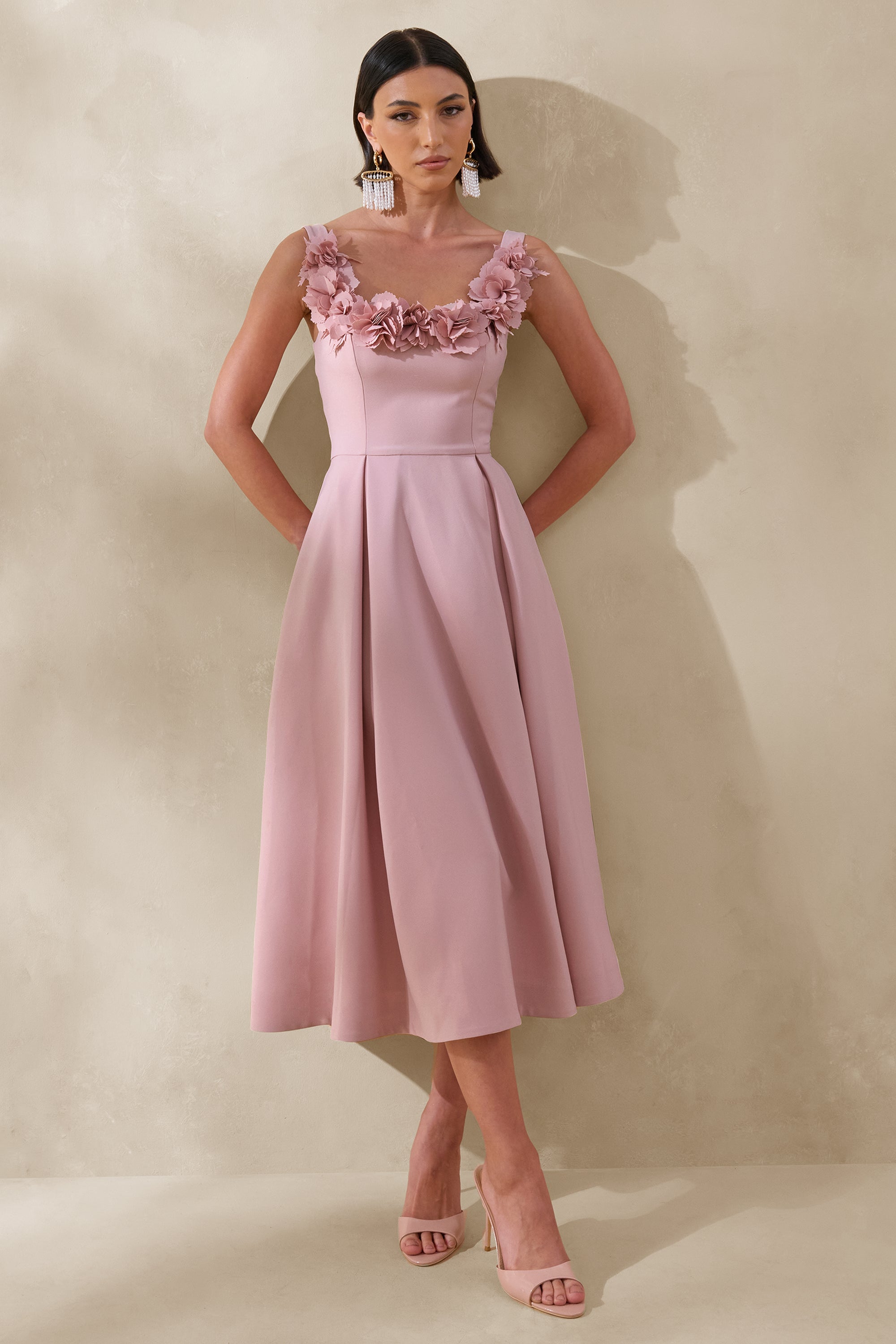 ECM_HR_CL137439083 - Maelle | Pink Scoop-Neck Midi Dress With Corsage Detailing 2.jpg