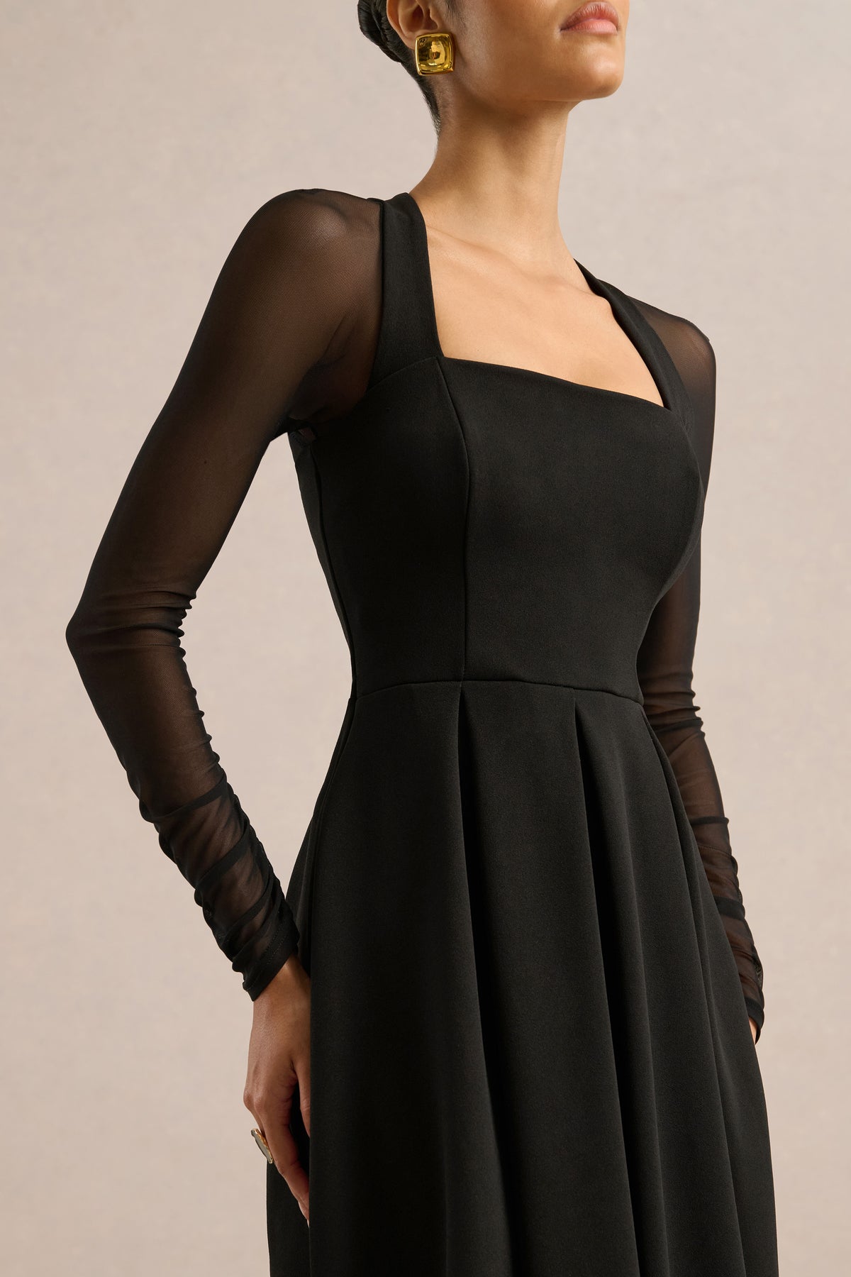 ECM_HR_CL137475001 - Melinda _ Black Square-Neck Midi Dress With Mesh Detailing3.jpg