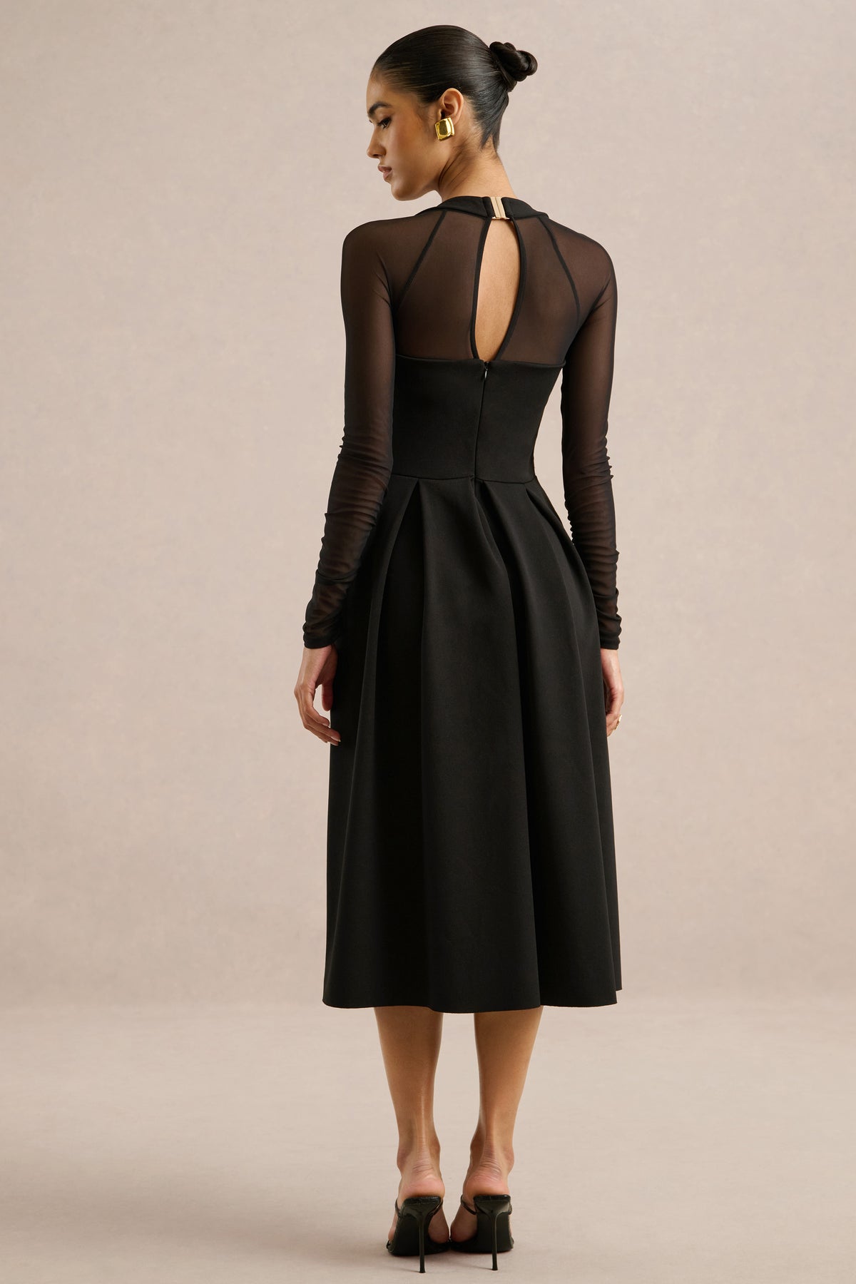 ECM_HR_CL137475001 - Melinda _ Black Square-Neck Midi Dress With Mesh Detailing5.jpg