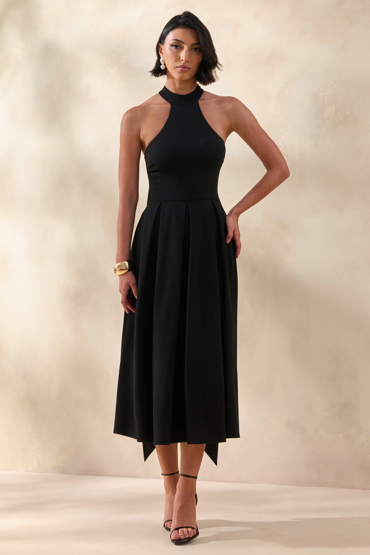 slim fit dress slacks Black Halter Neck Bodycon Midi Dress | Paisley | Amanaté Part I main image 0