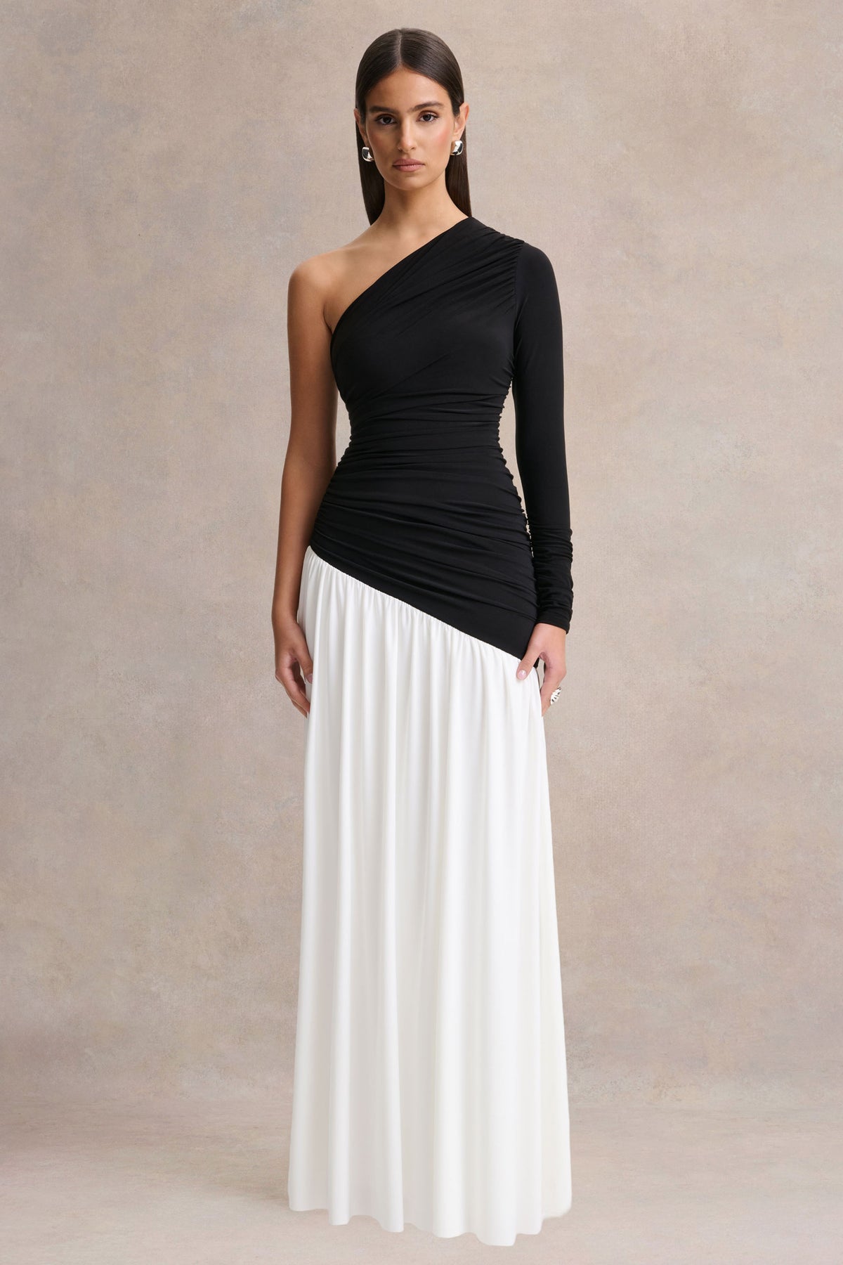BGR_HR_CL137519002 - Danila _ Black And White Asymmetric-Neck Maxi Dress With Drop-Waist 01.jpg
