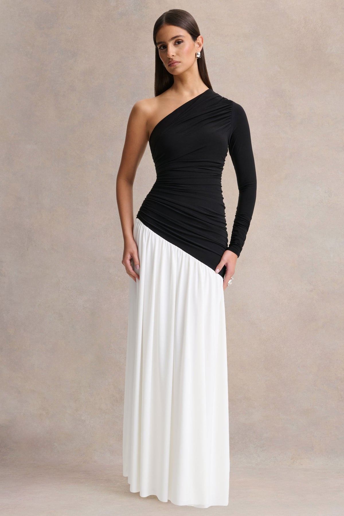 BGR_HR_CL137519002 - Danila _ Black And White Asymmetric-Neck Maxi Dress With Drop-Waist 02.jpg